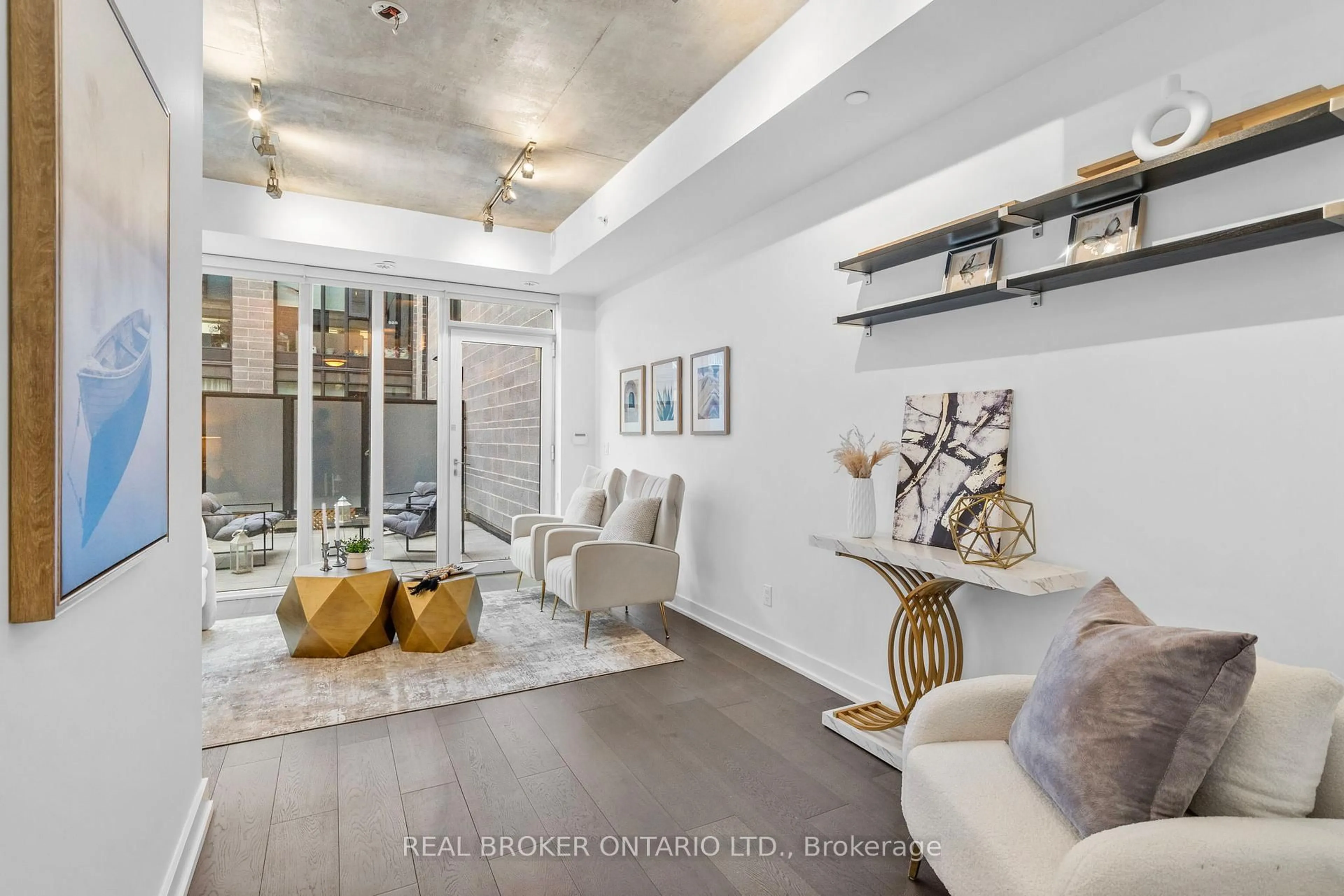 Living room with furniture, unknown for 16 Filmic Lane #Th3, Toronto Ontario M4M 3R1