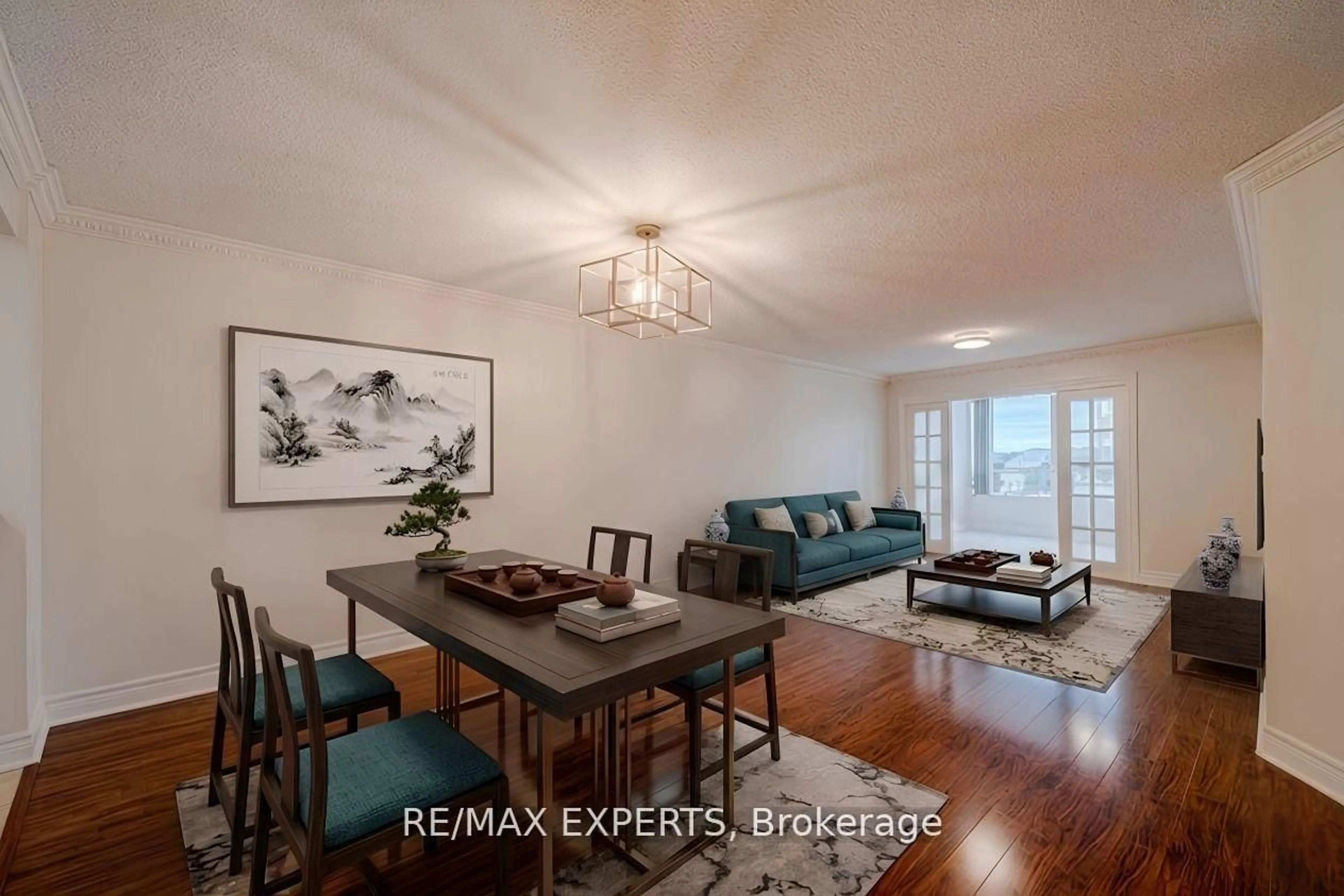 Living room with furniture, wood/laminate floor for 138 Bonis Ave #527, Toronto Ontario M1T 3V9