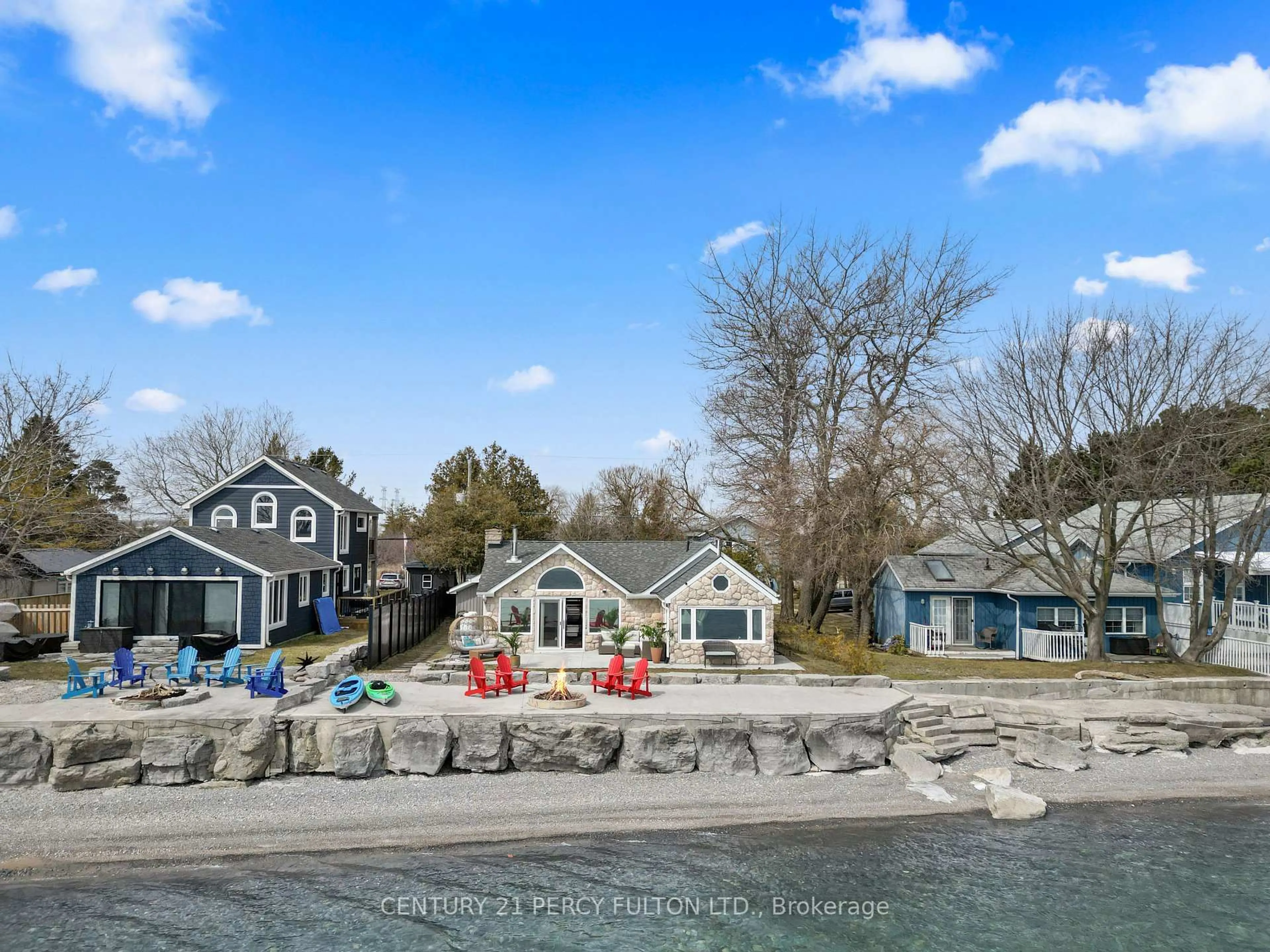 A pic from outside/outdoor area/front of a property/back of a property/a pic from drone, water/lake/river/ocean view for 127 Cedar Crest Beach Rd, Clarington Ontario L1C 3K3