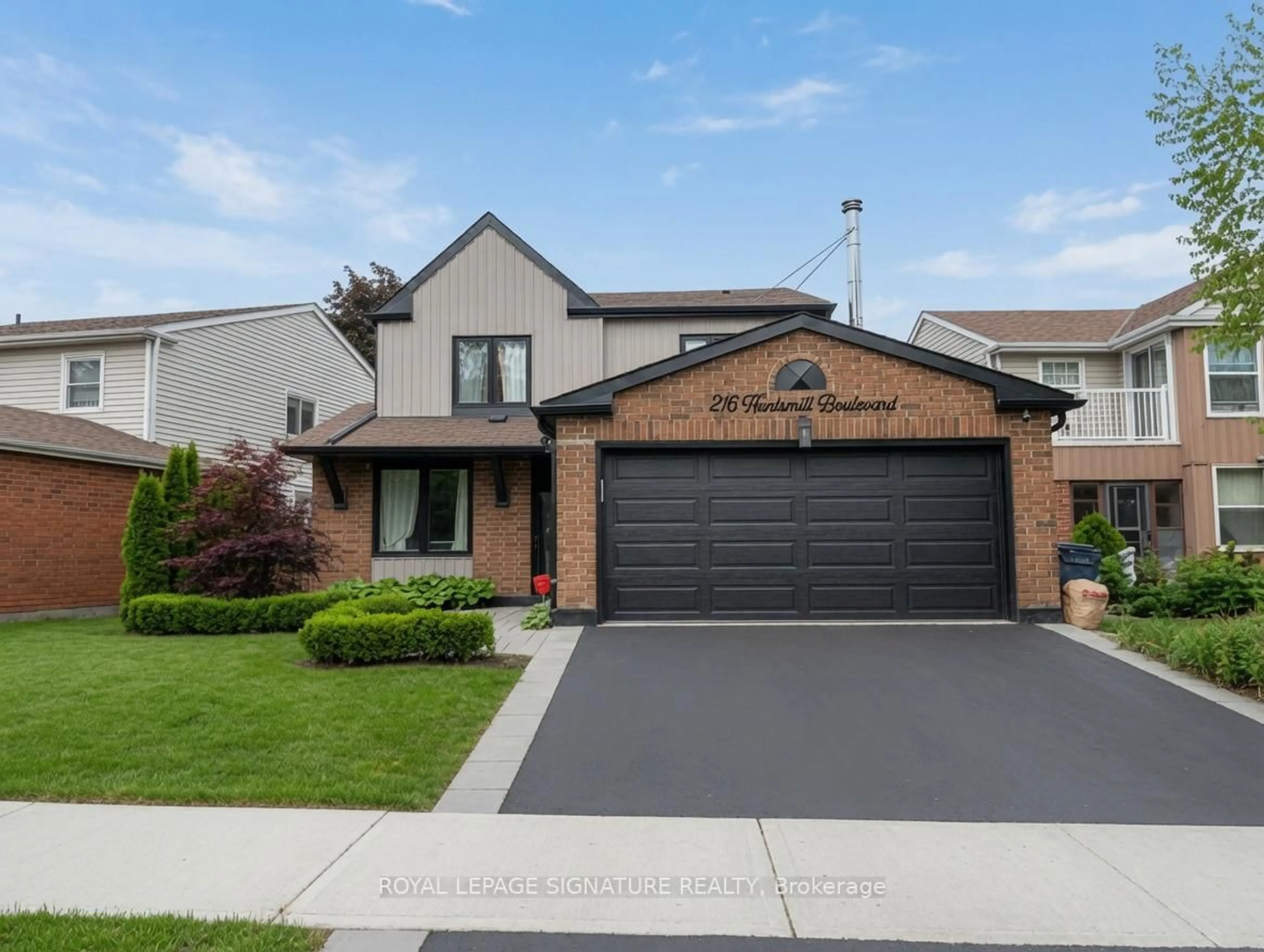 Home with brick exterior material, street for 216 Huntsmill Blvd, Toronto Ontario M1W 3E1