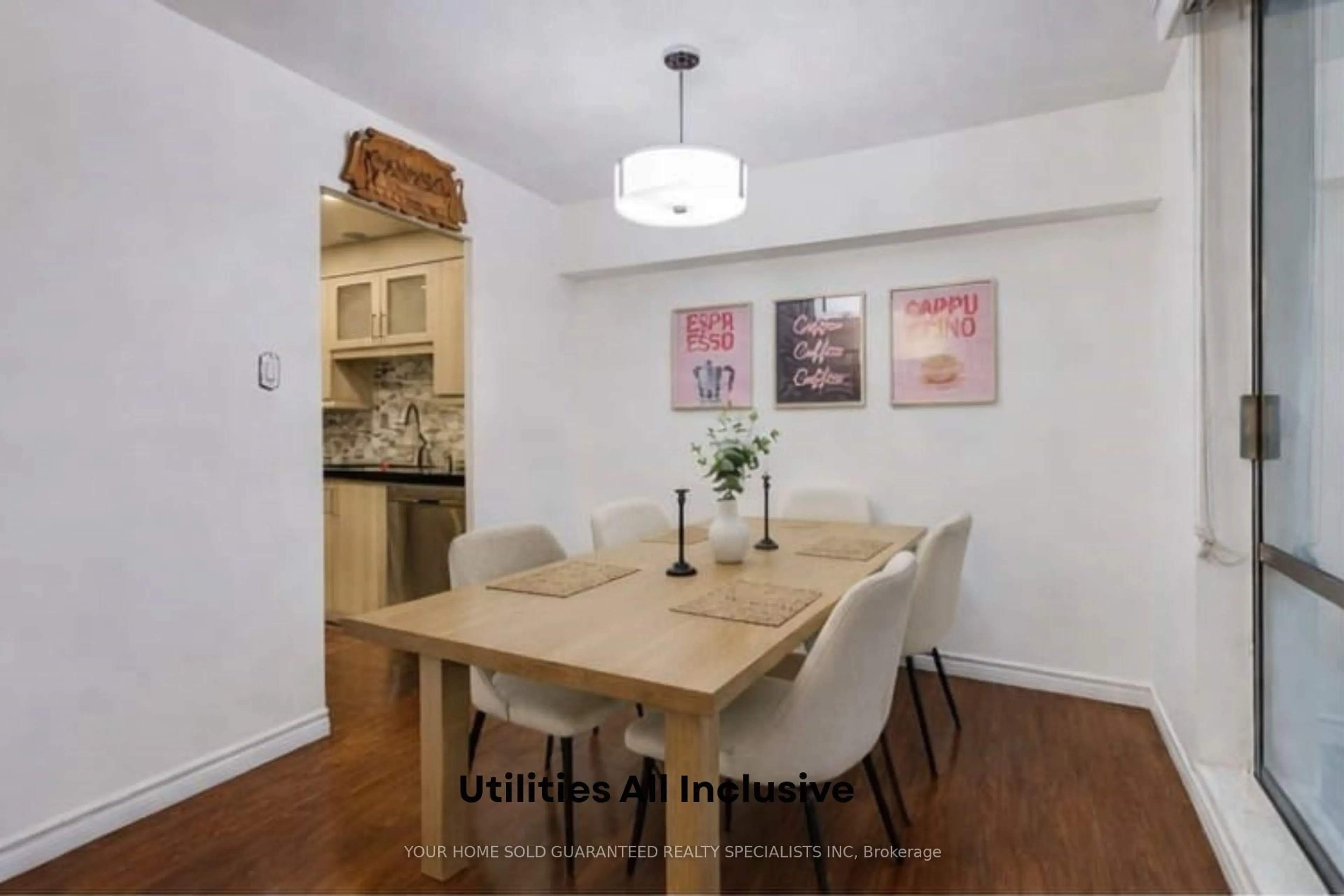 Dining room, wood/laminate floor for 2721 Victoria Park Ave #602, Toronto Ontario M1T 3N6