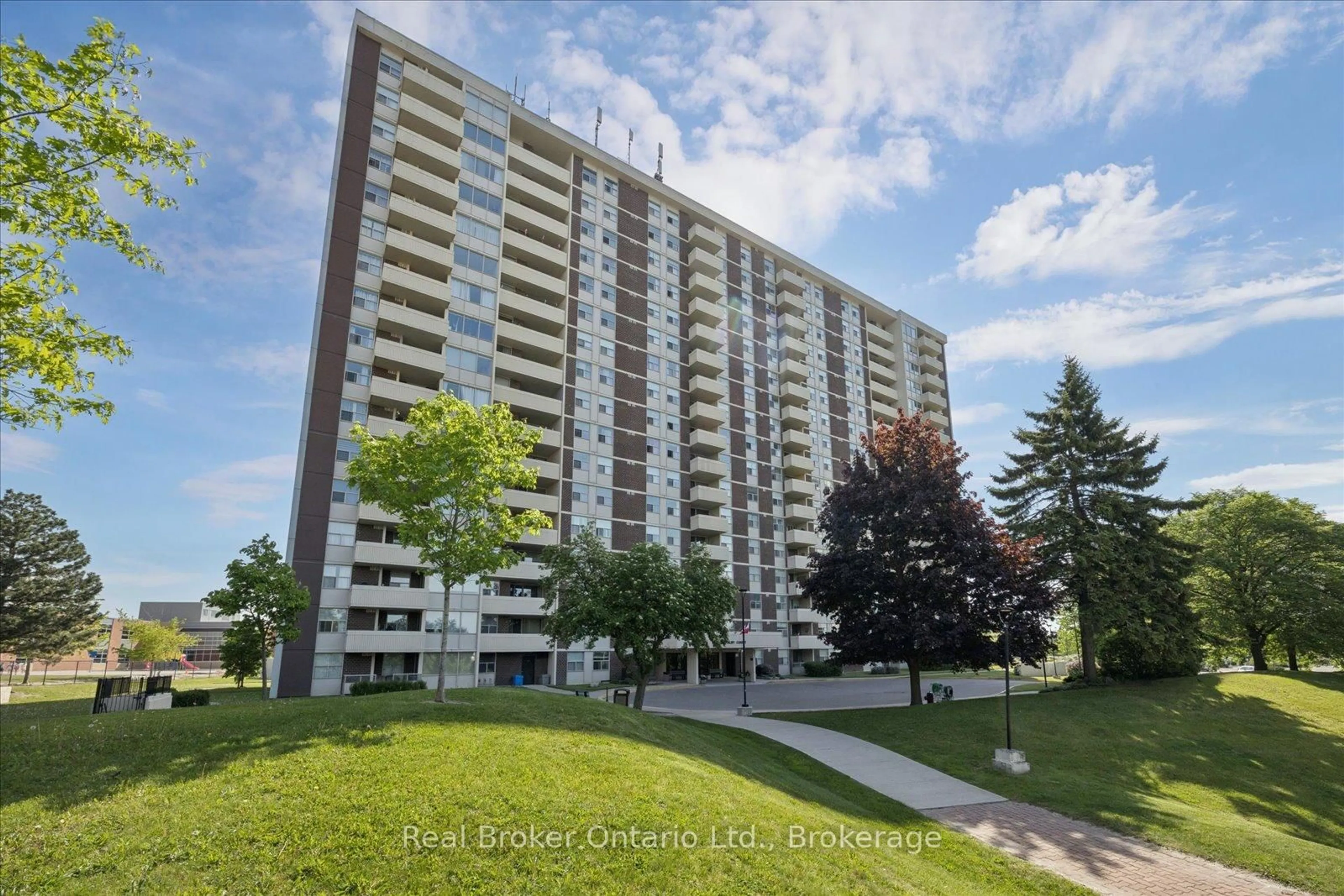 A pic from outside/outdoor area/front of a property/back of a property/a pic from drone, unknown for 66 Falby Crt #203, Ajax Ontario L1S 3L2