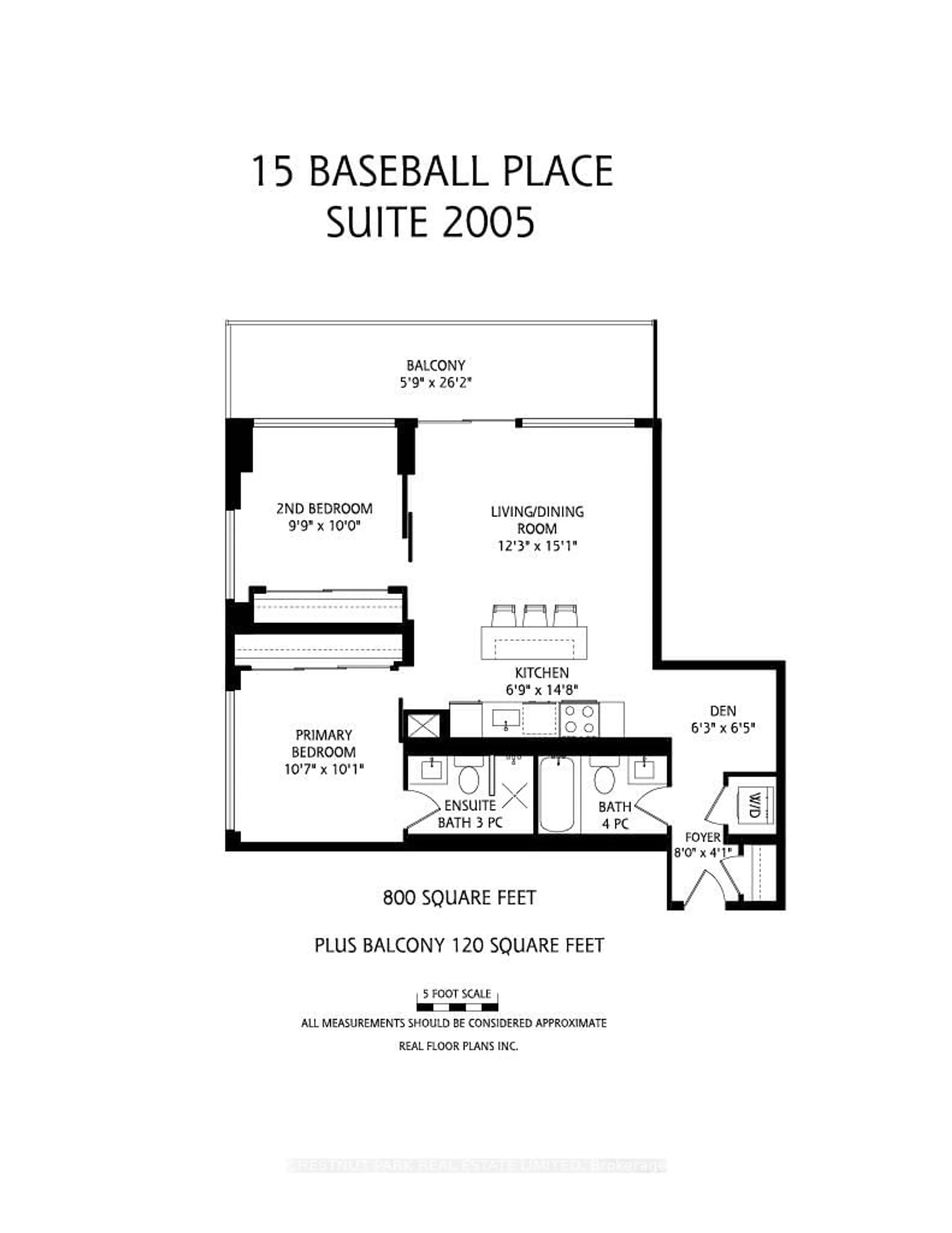 Floor plan for 15 Baseball Pl #2005, Toronto Ontario M4M 0E6