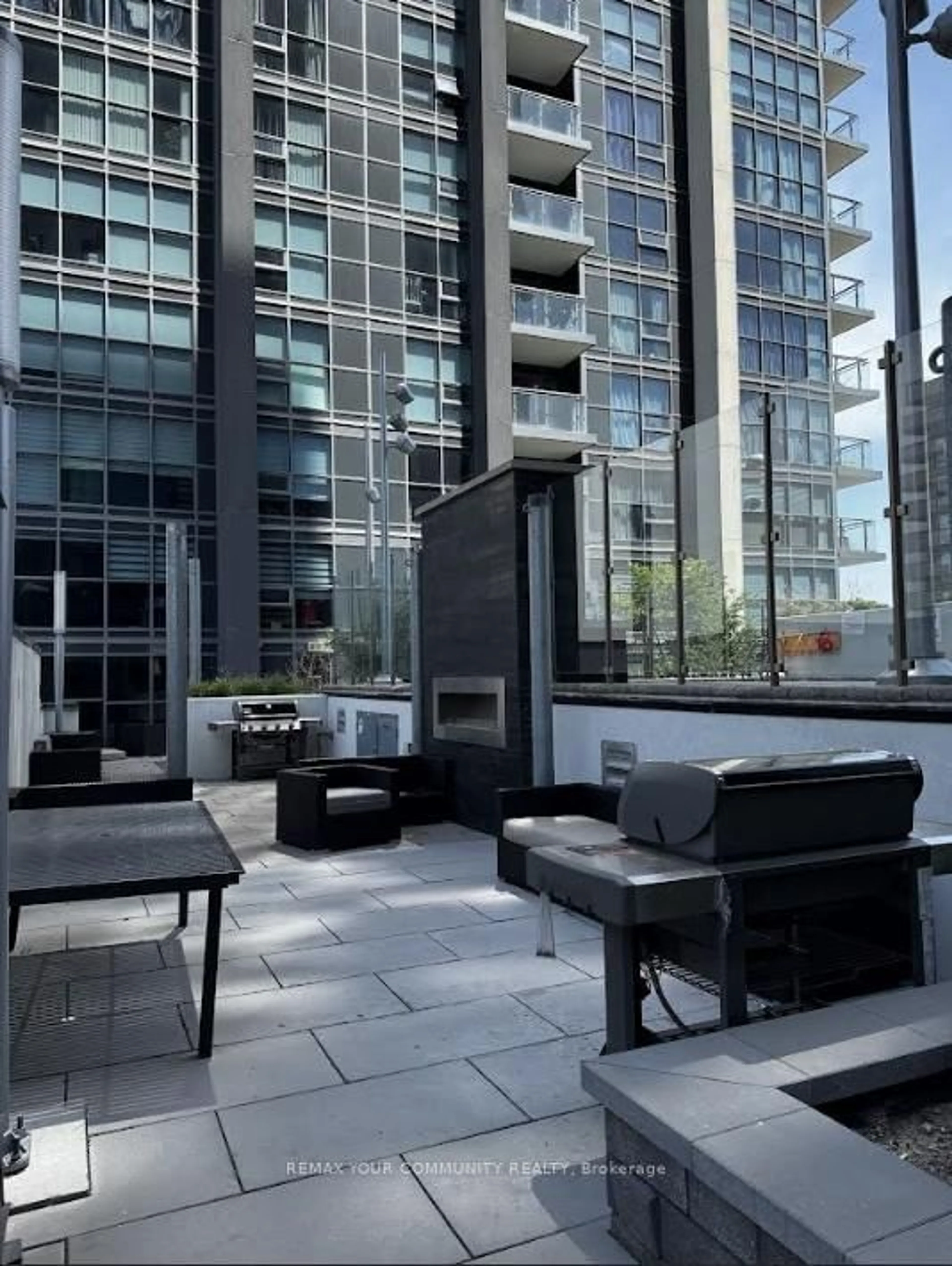 Patio, city buildings view from balcony for 20 Meadowglen Pl #2808, Toronto Ontario M1G 0A9