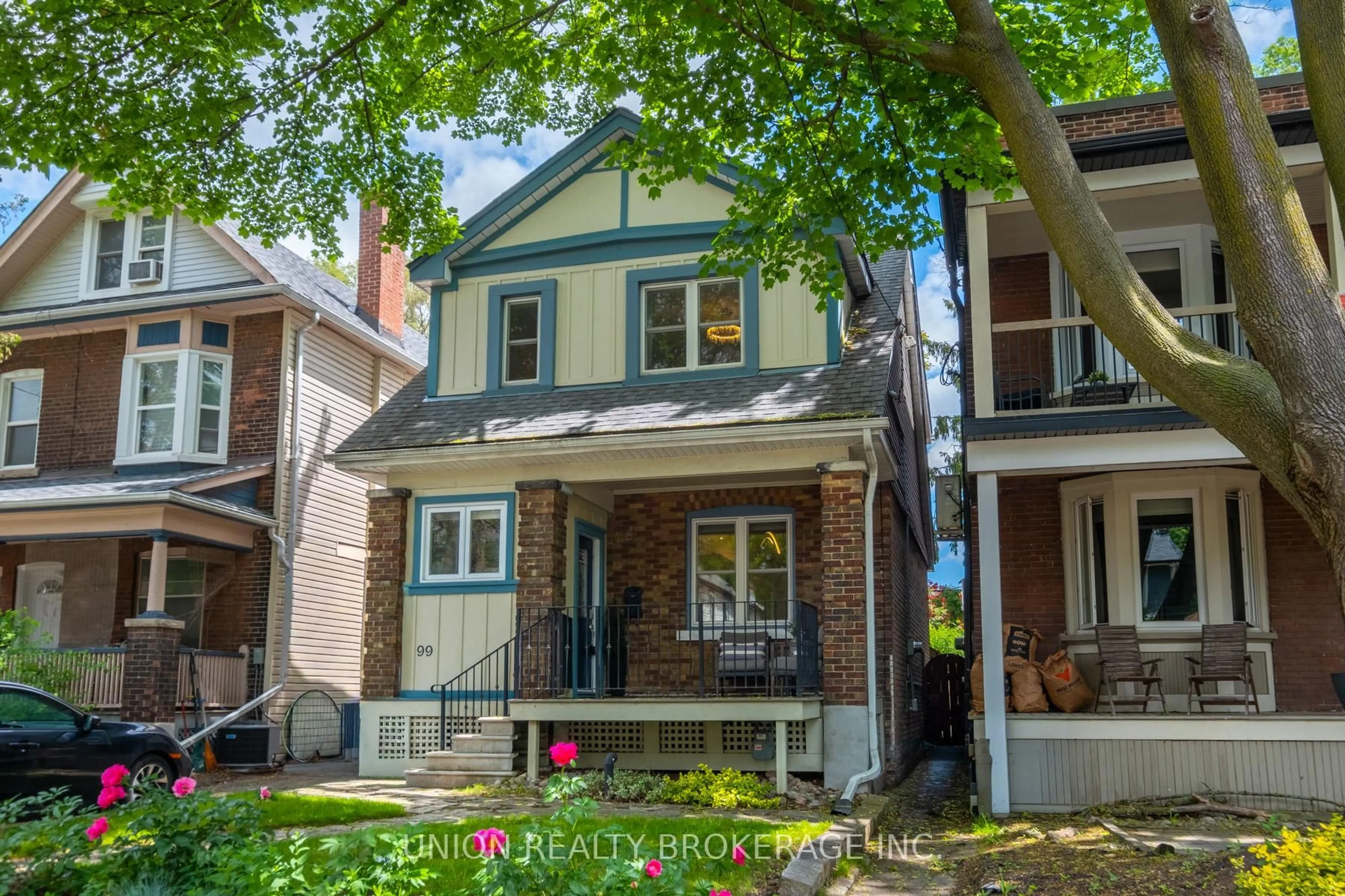 Home with brick exterior material, street for 99 Hiawatha Rd, Toronto Ontario M4L 2X7