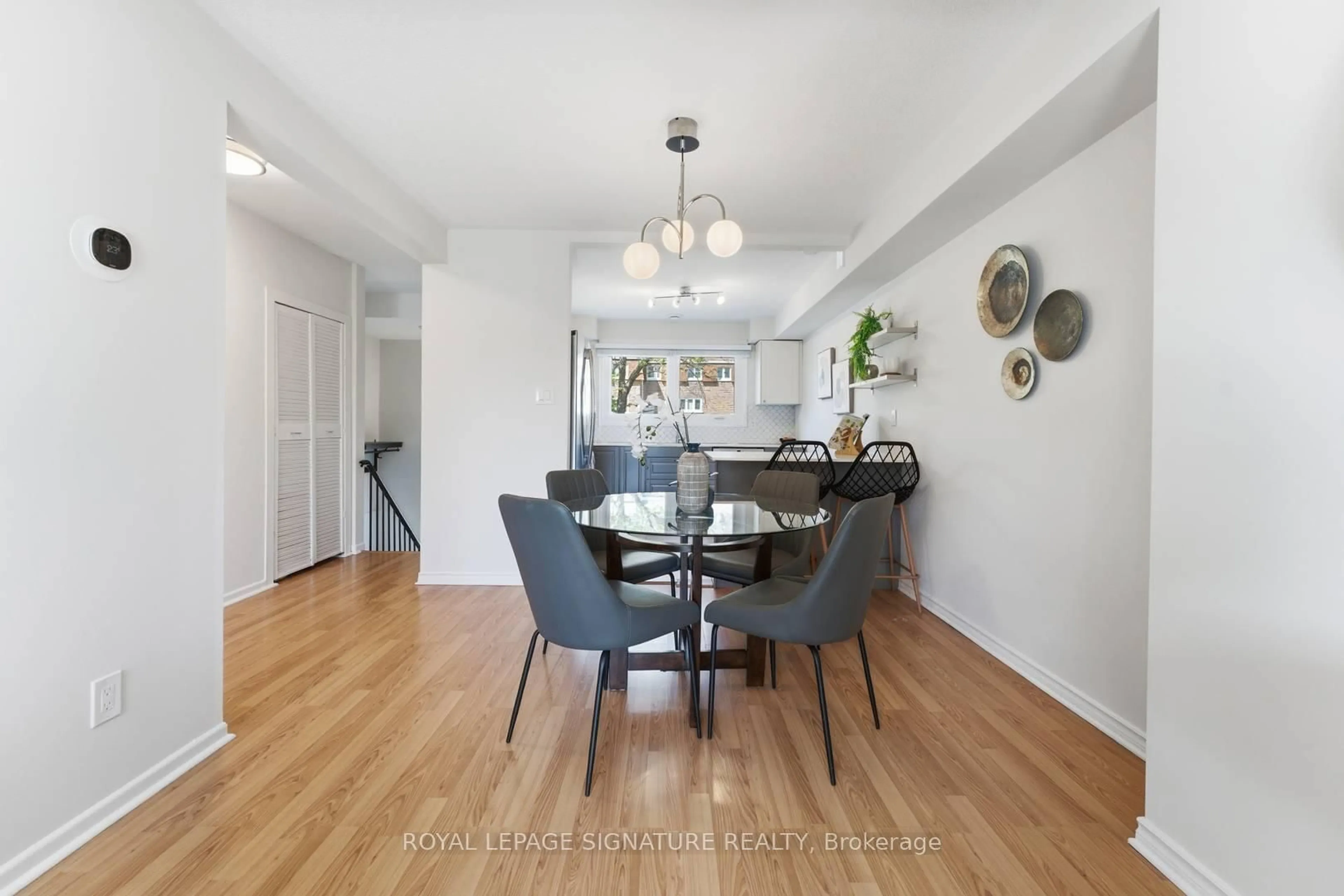 Dining room, wood/laminate floor for 121 Centennial Rd #42, Toronto Ontario M1C 1Z7