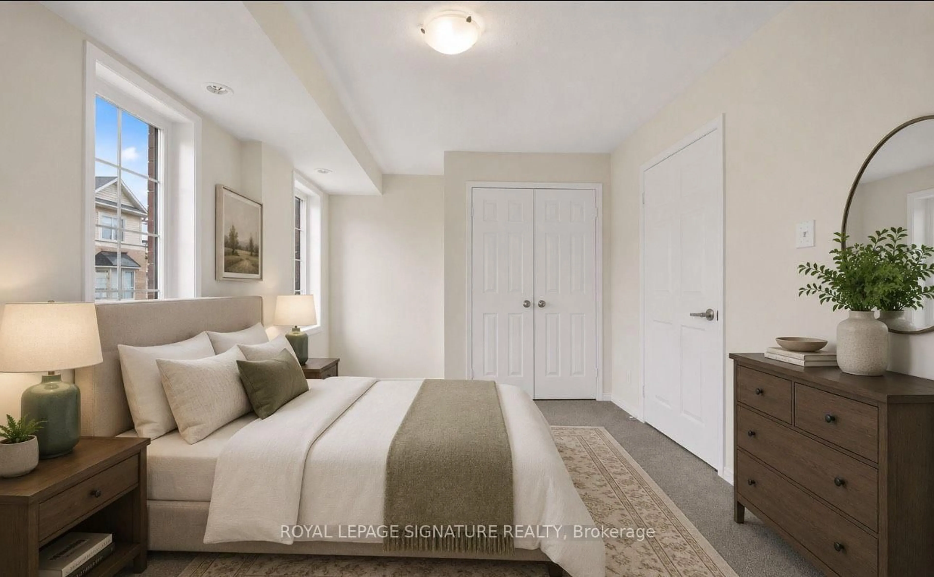 Bedroom with bed, carpet floor for 2494 Rosedrop Path #204, Oshawa Ontario L1L 0L2