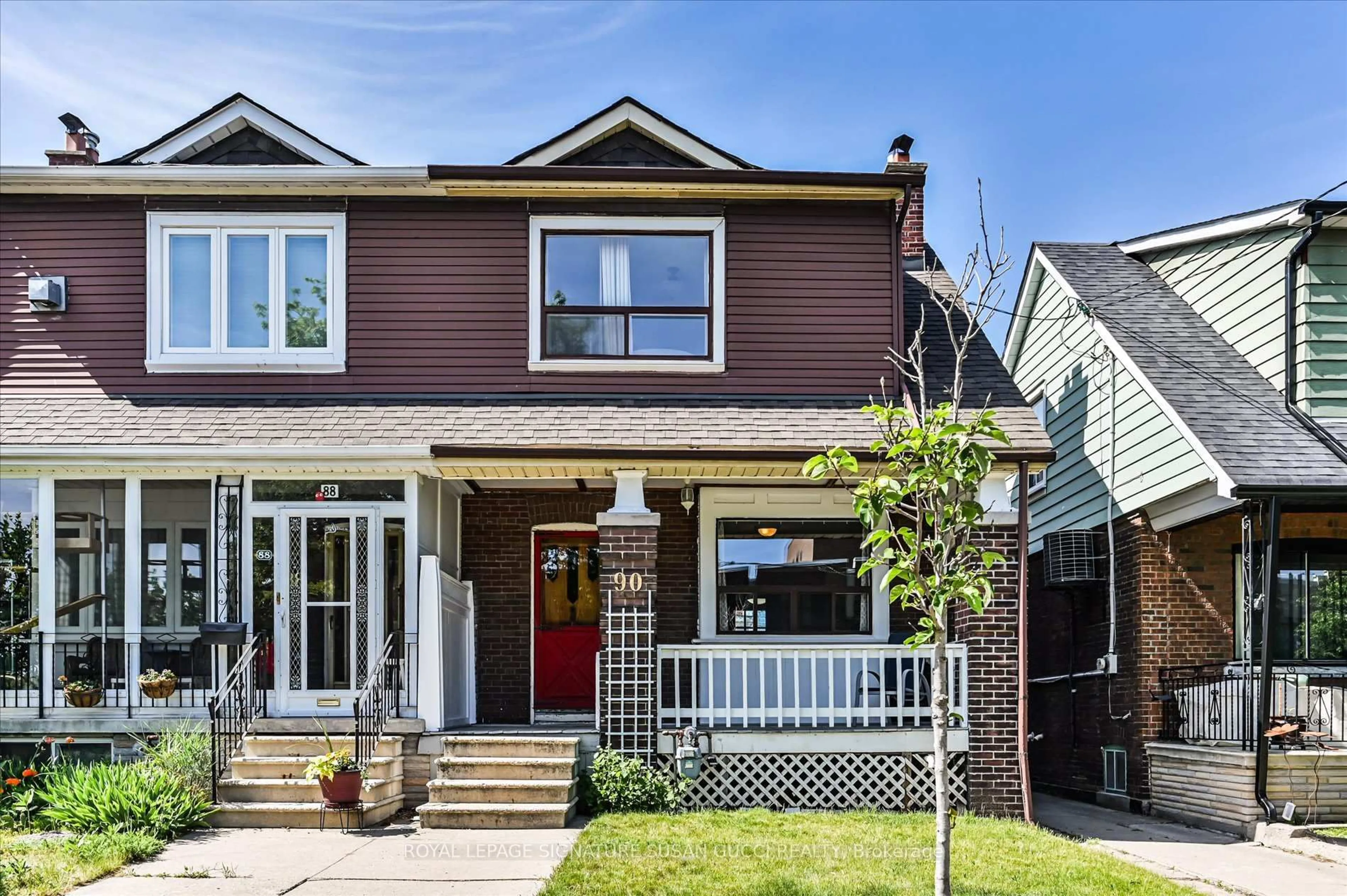 Home with brick exterior material, street for 90 Glebeholme Blvd, Toronto Ontario M4J 1S5
