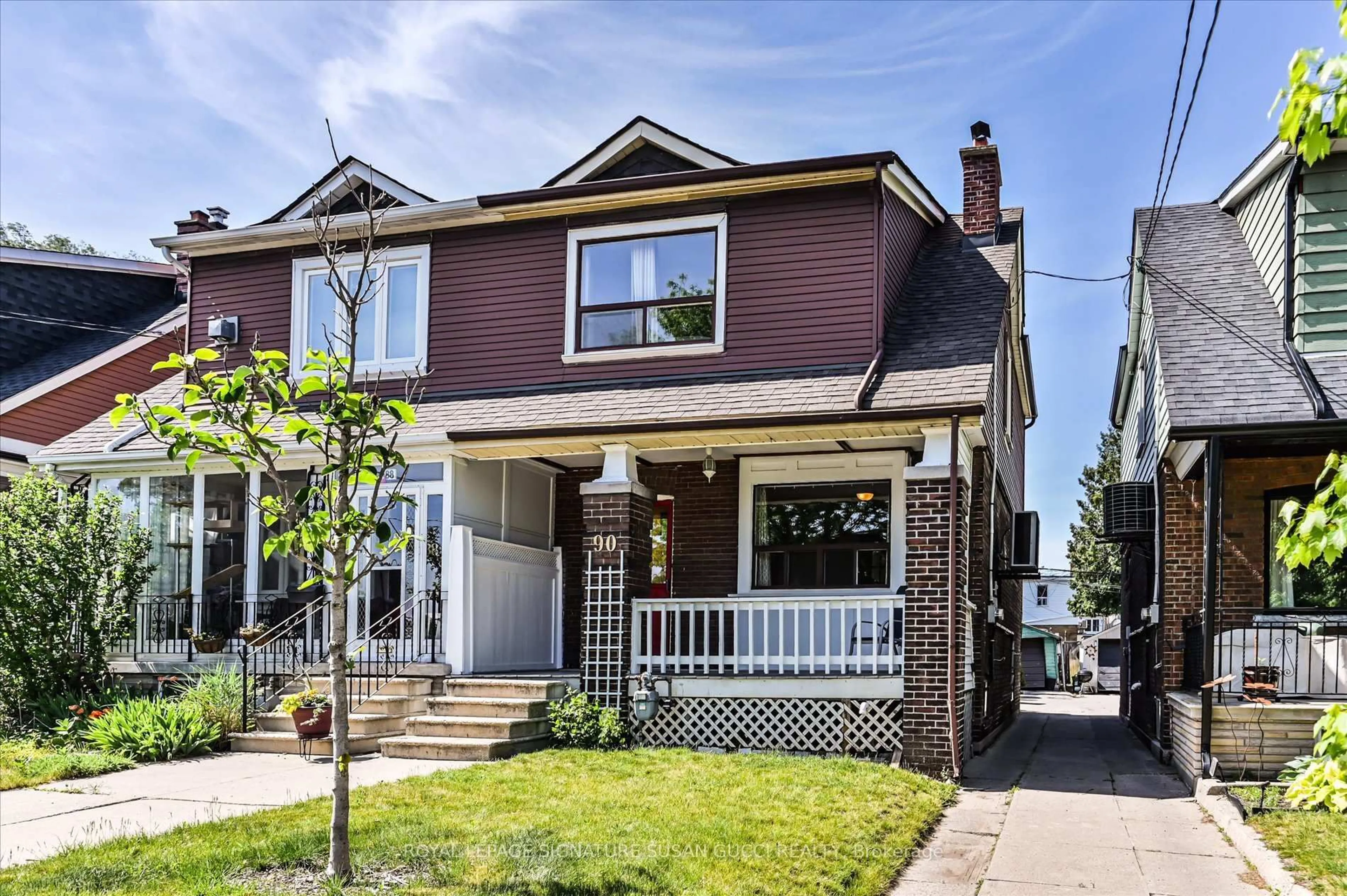 Home with brick exterior material, street for 90 Glebeholme Blvd, Toronto Ontario M4J 1S5