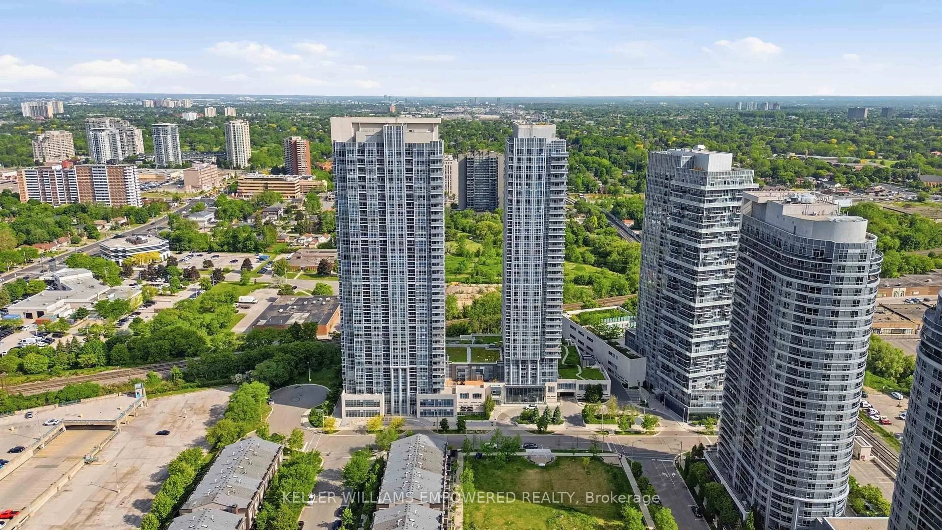 A pic from outside/outdoor area/front of a property/back of a property/a pic from drone, city buildings view from balcony for 255 Village Green Sq #3411, Toronto Ontario M1S 0L7