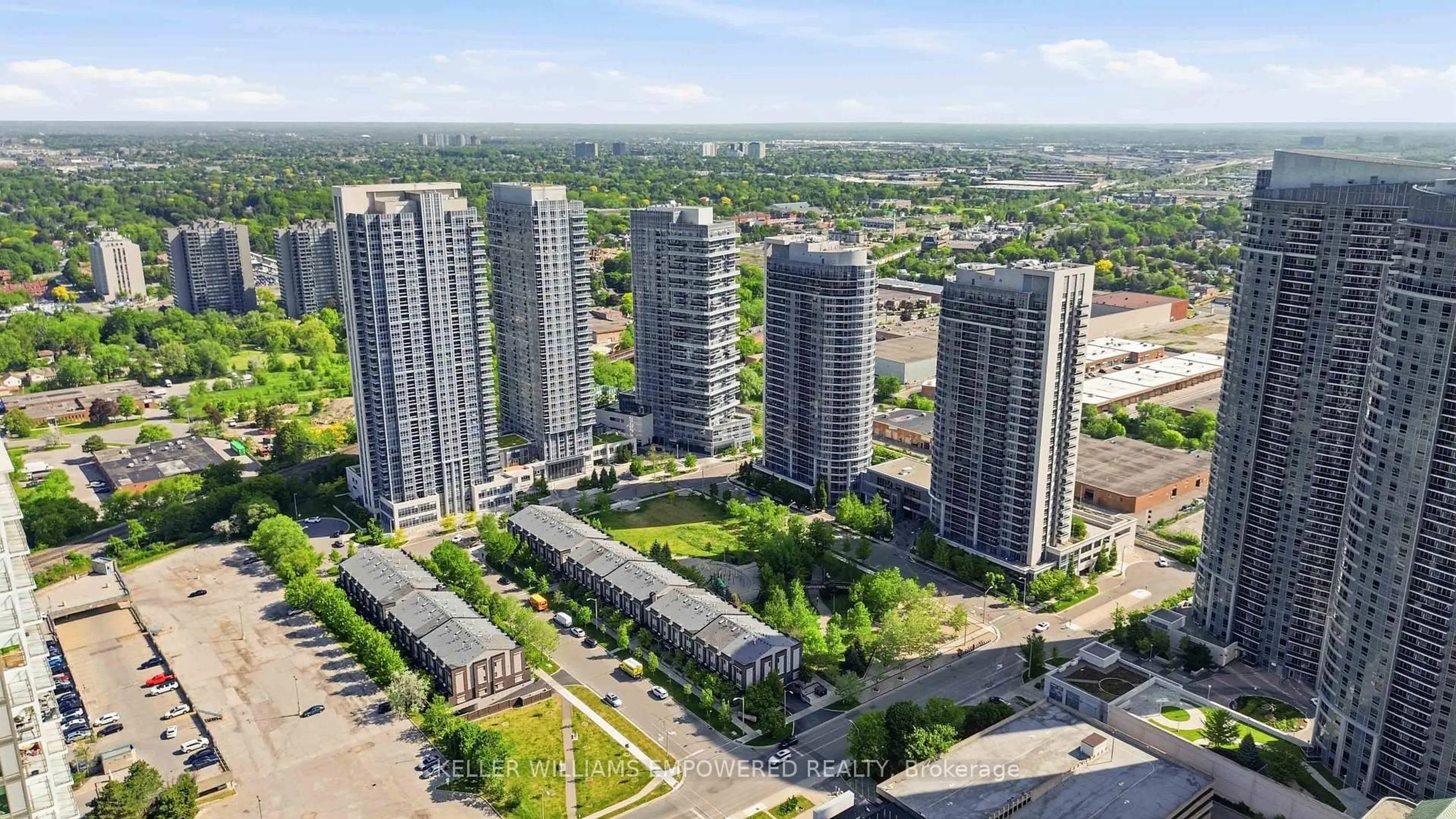 A pic from outside/outdoor area/front of a property/back of a property/a pic from drone, city buildings view from balcony for 255 Village Green Sq #3411, Toronto Ontario M1S 0L7