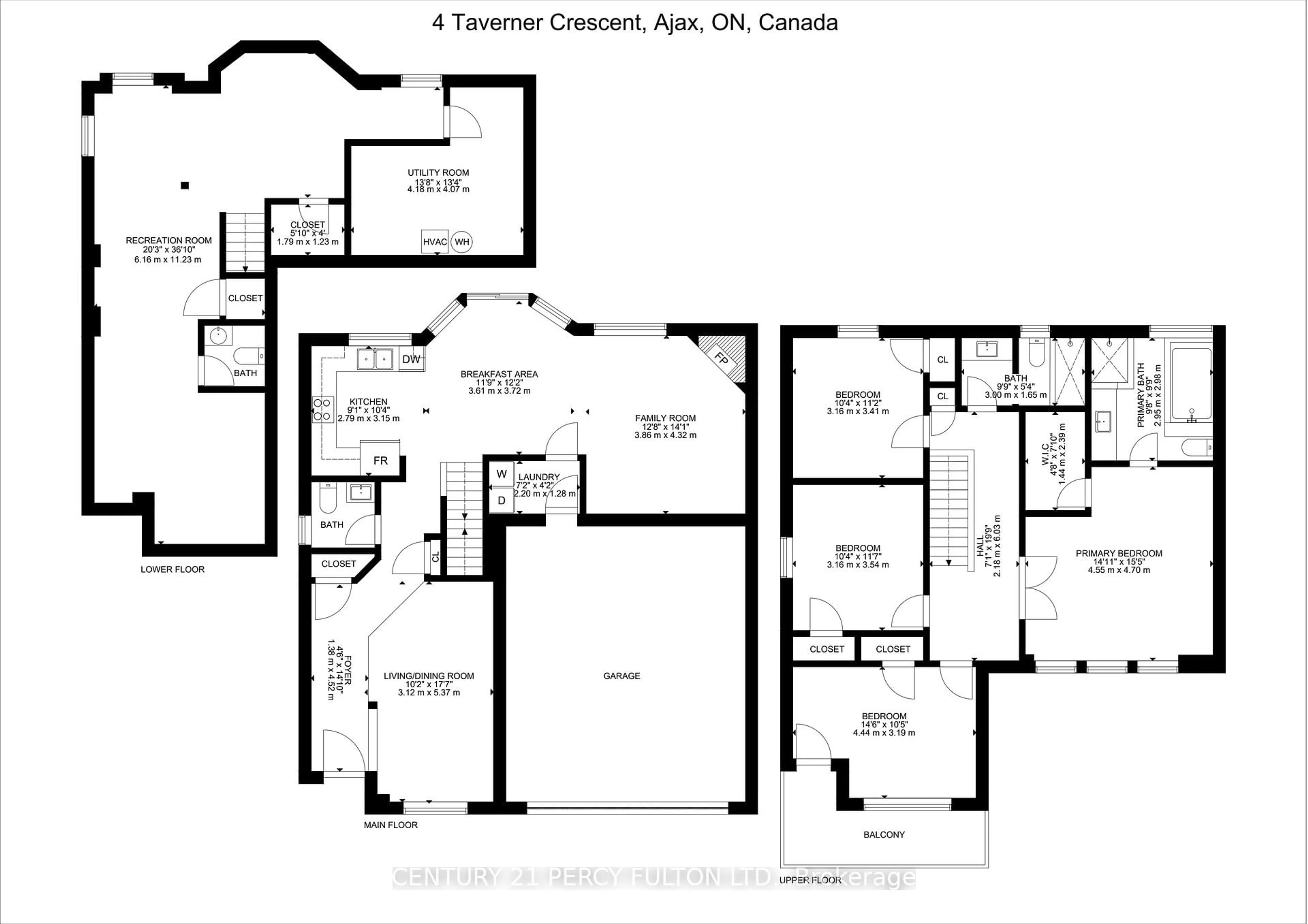Floor plan for 4 Taverner Cres, Ajax Ontario L1T 4P7