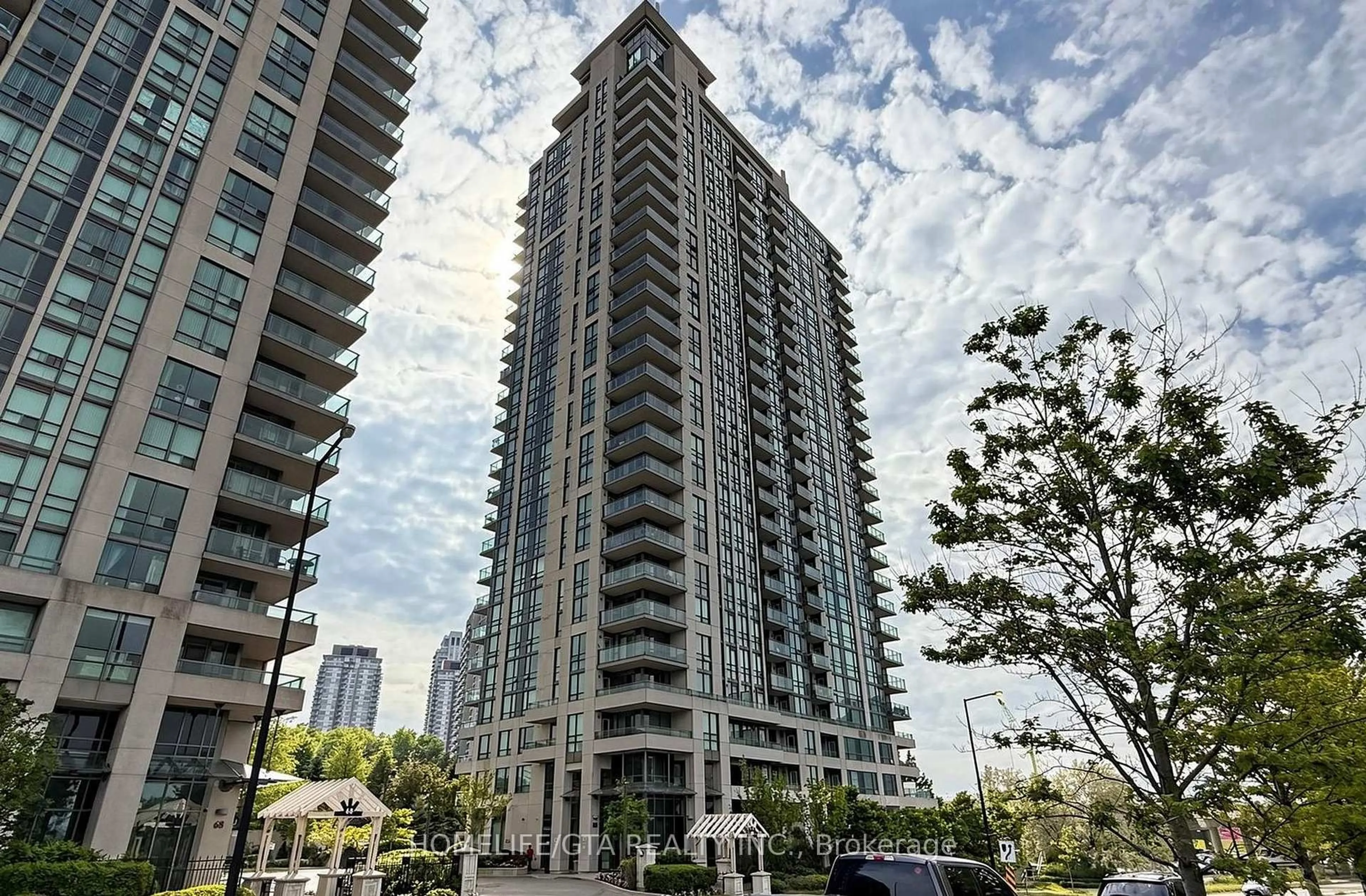 A pic from outside/outdoor area/front of a property/back of a property/a pic from drone, city buildings view from balcony for 88 Grangeway Ave #2003, Toronto Ontario M1H 0A2