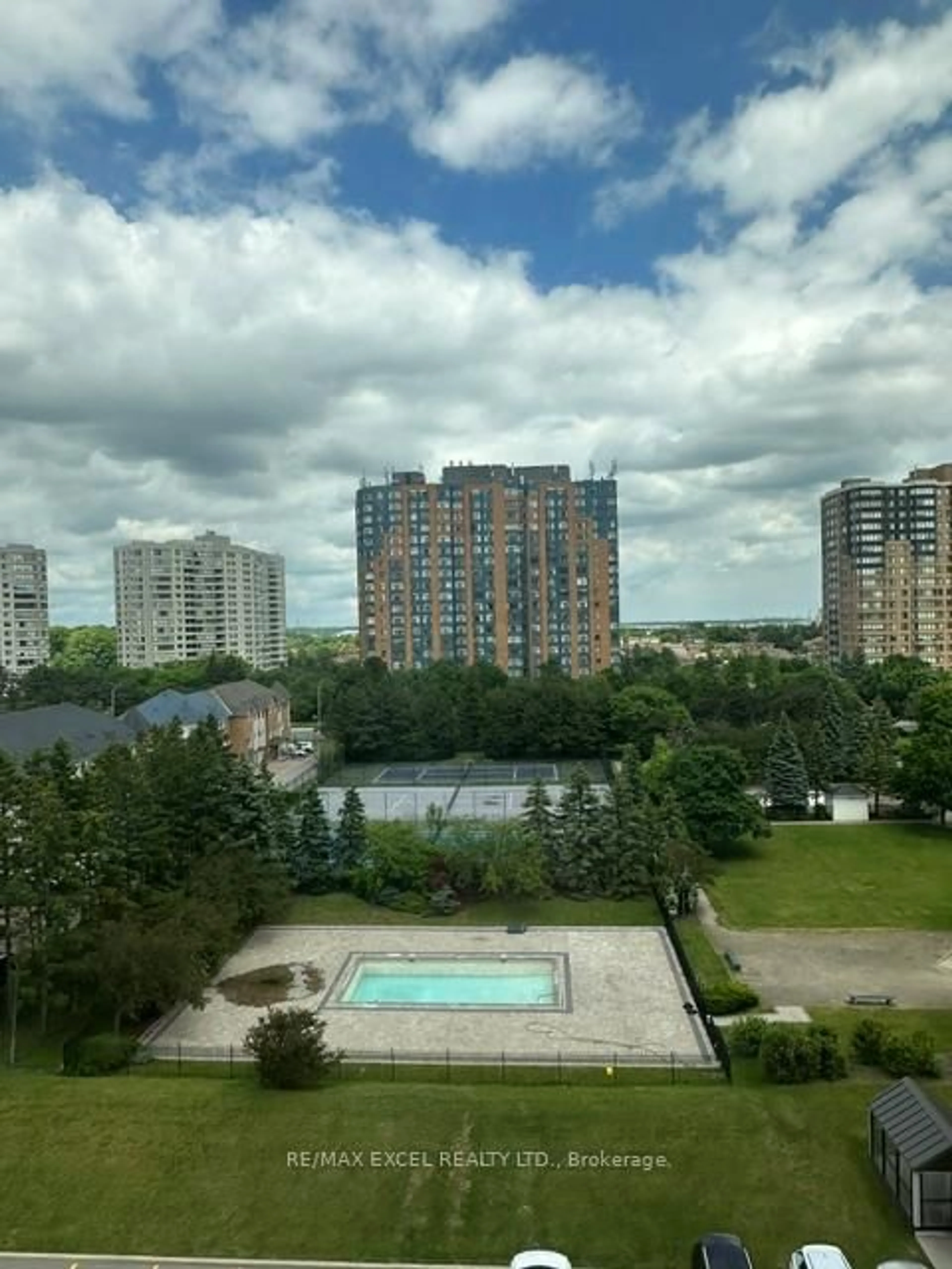 A pic from outside/outdoor area/front of a property/back of a property/a pic from drone, city buildings view from balcony for 300 Alton Towers Circ #806, Toronto Ontario M1V 4X9