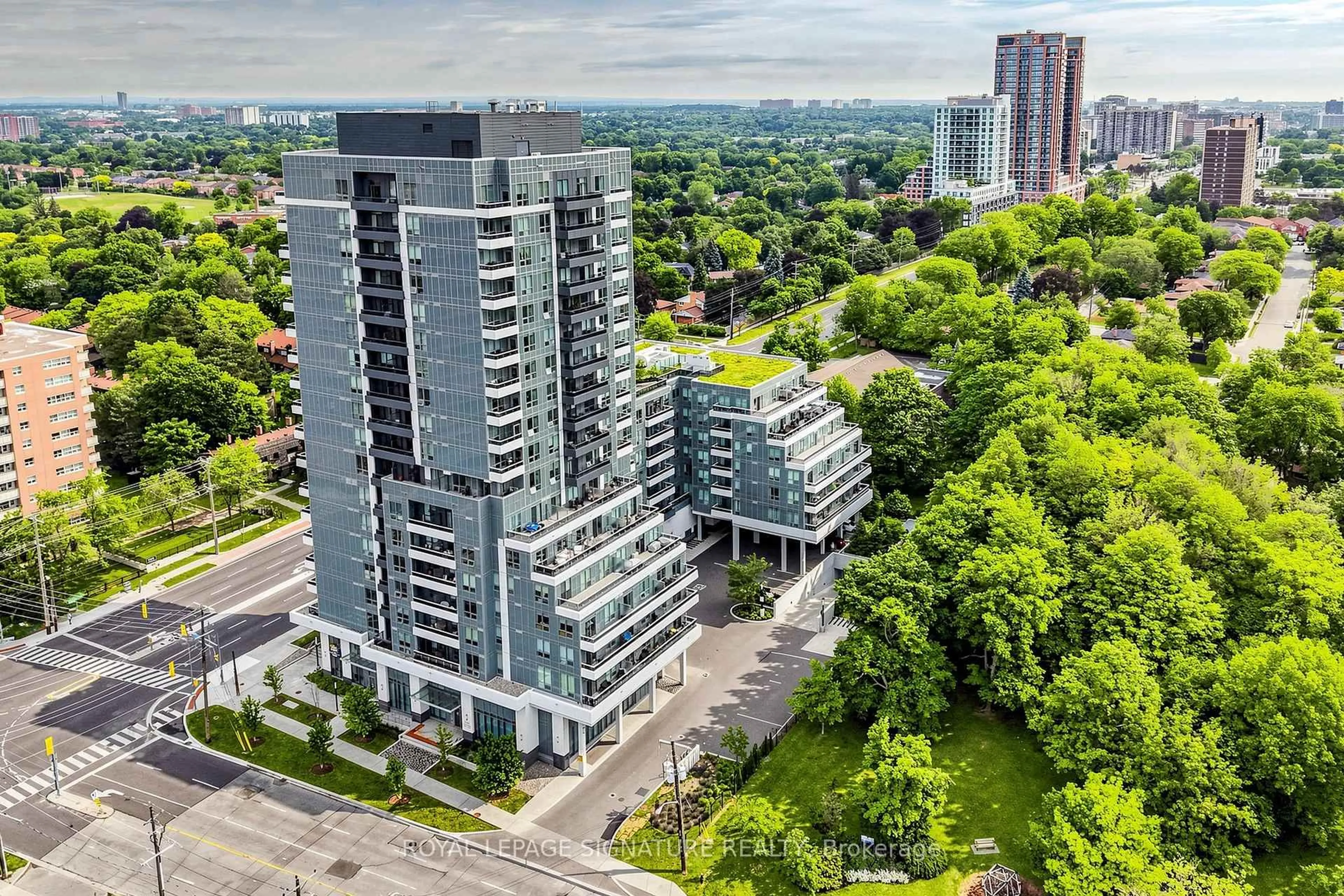 A pic from outside/outdoor area/front of a property/back of a property/a pic from drone, city buildings view from balcony for 3121 Sheppard Ave #503, Toronto Ontario M1T 0B6
