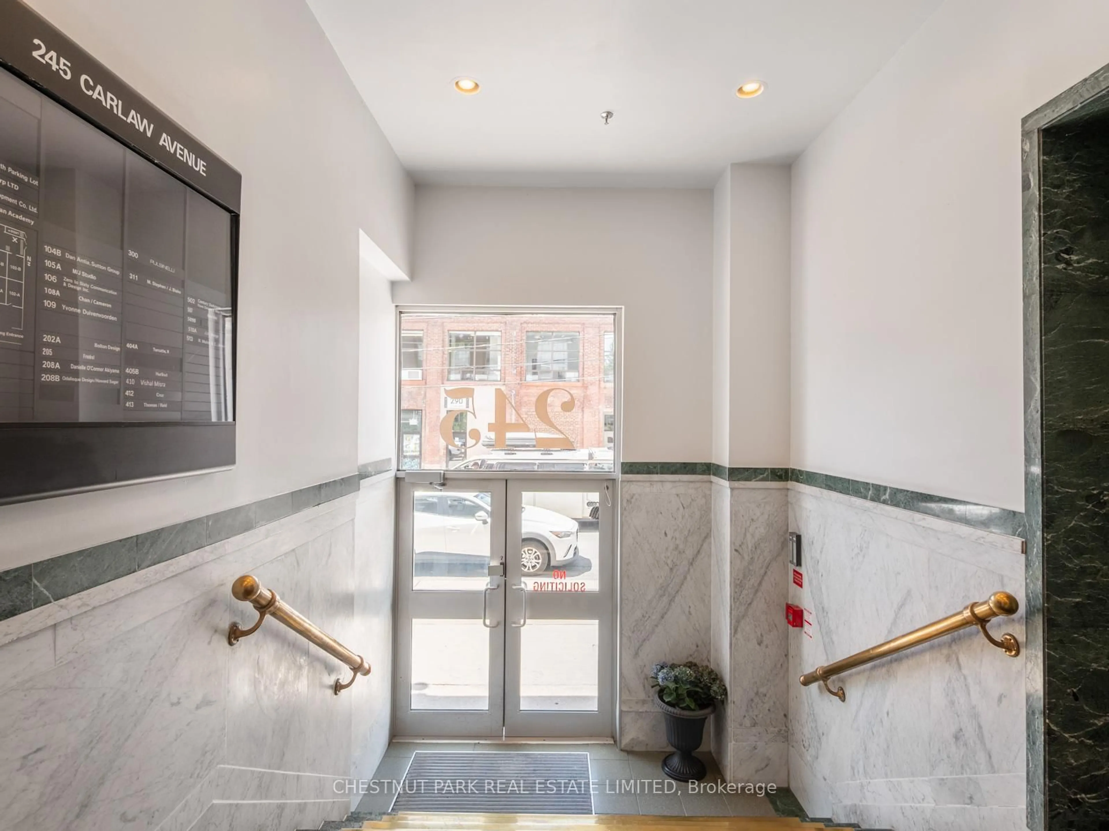 Indoor foyer for 245 Carlaw Ave #209, Toronto Ontario M4M 2S1