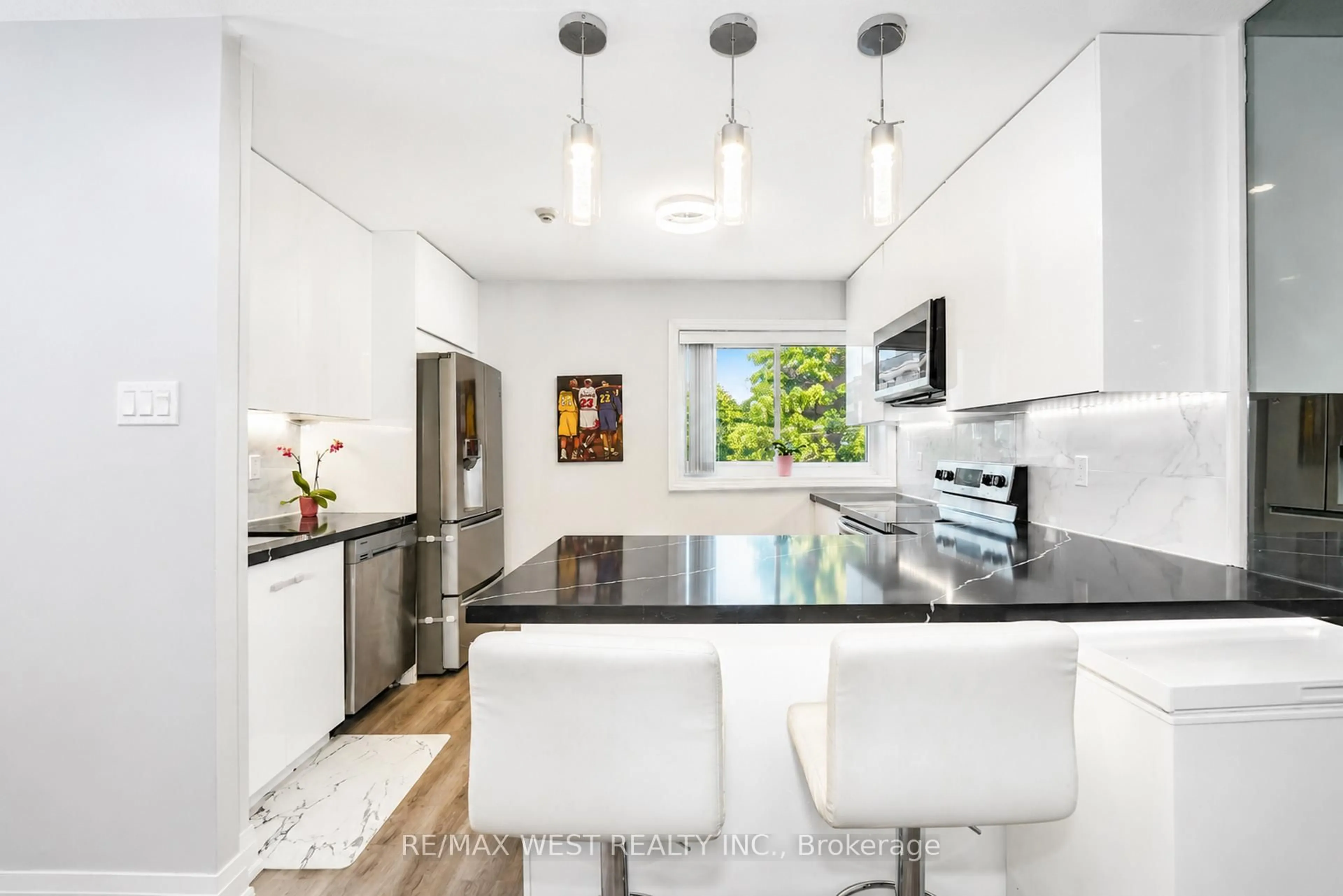 Contemporary kitchen, ceramic/tile floor for 50 Scarborough Golf Club Rd #159, Toronto Ontario M1M 3T5