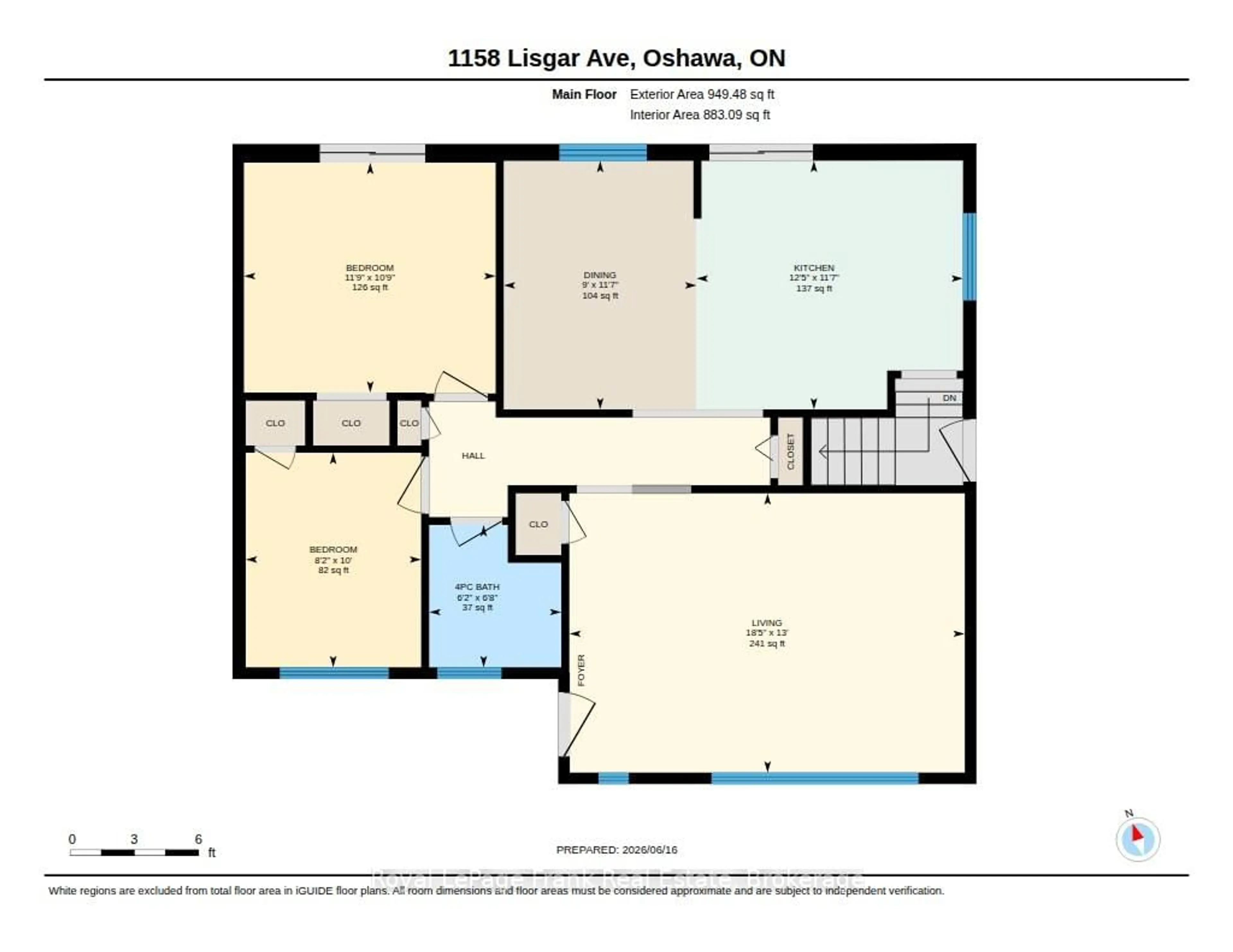 Floor plan for 1158 Lisgar Ave, Oshawa Ontario L1H 1T6