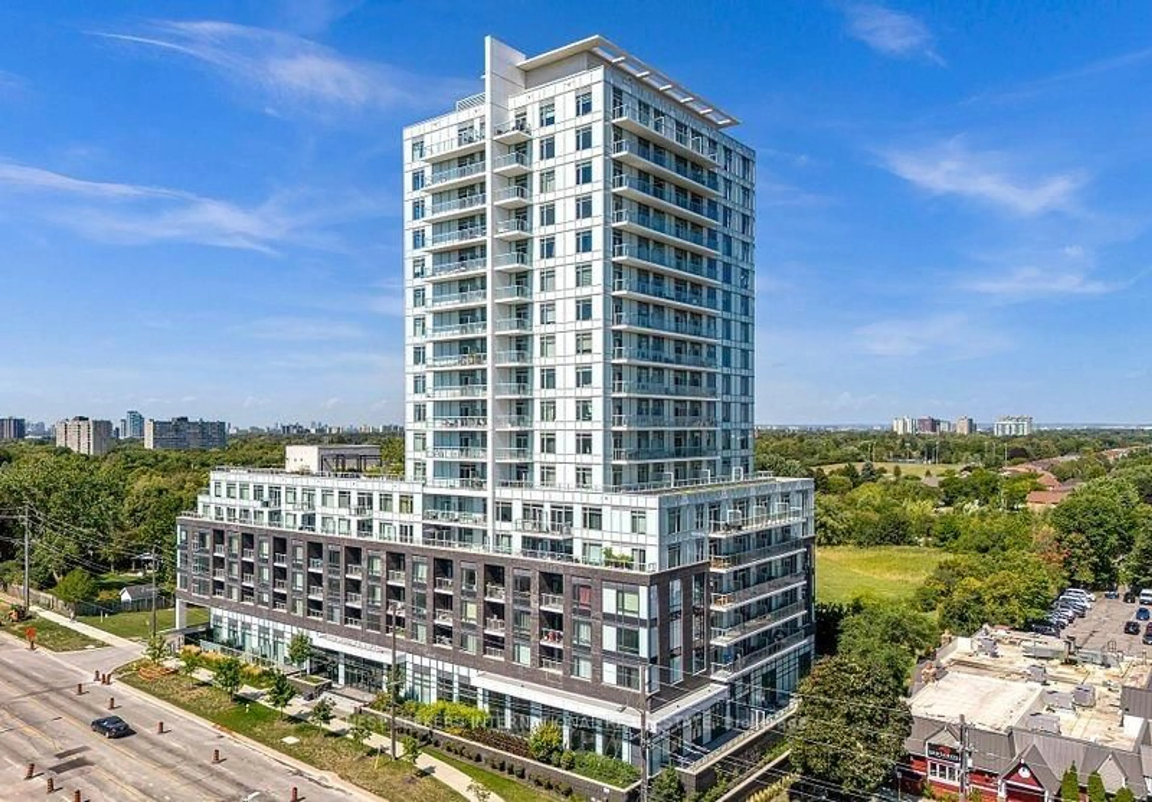 A pic from outside/outdoor area/front of a property/back of a property/a pic from drone, city buildings view from balcony for 3220 Sheppard Ave #809, Toronto Ontario M1T 3K3