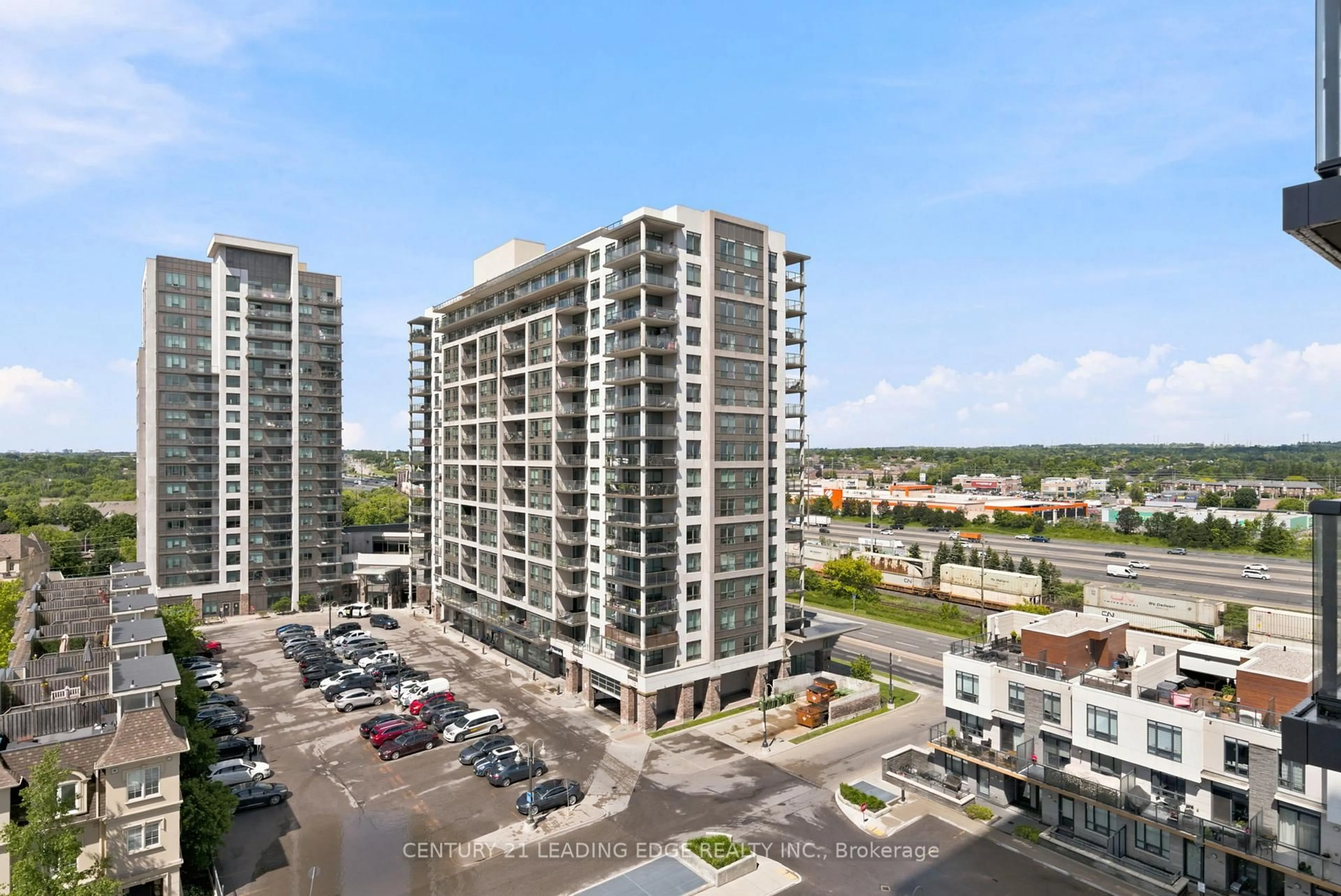 A pic from outside/outdoor area/front of a property/back of a property/a pic from drone, city buildings view from balcony for 1255 Bayly St #908, Pickering Ontario L1W 0B6