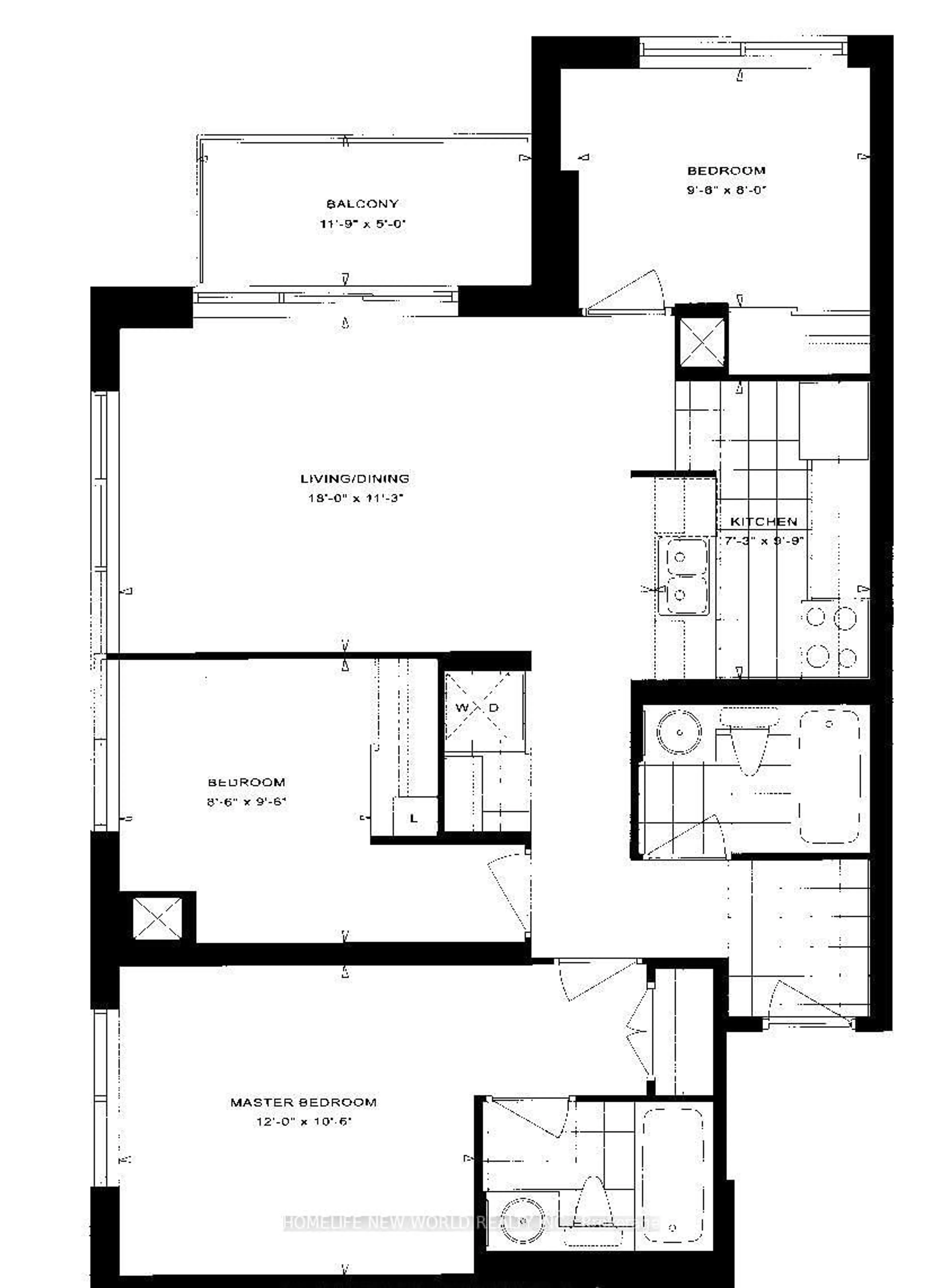 Floor plan for 70 Town Centre Crt #1202, Toronto Ontario M1P 0B2