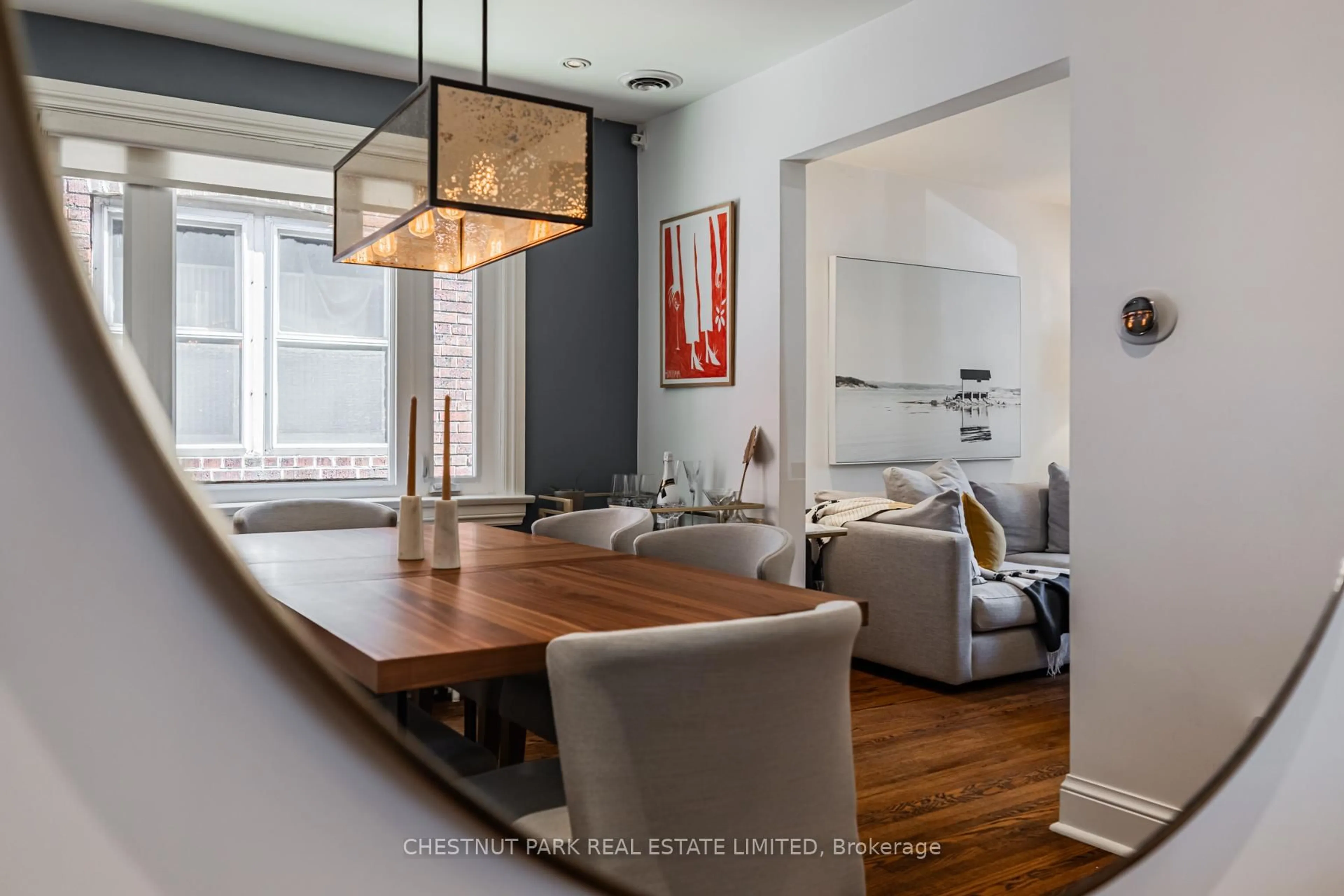 Dining room, wood/laminate floor for 57 Billings Ave, Toronto Ontario M4L 2S3