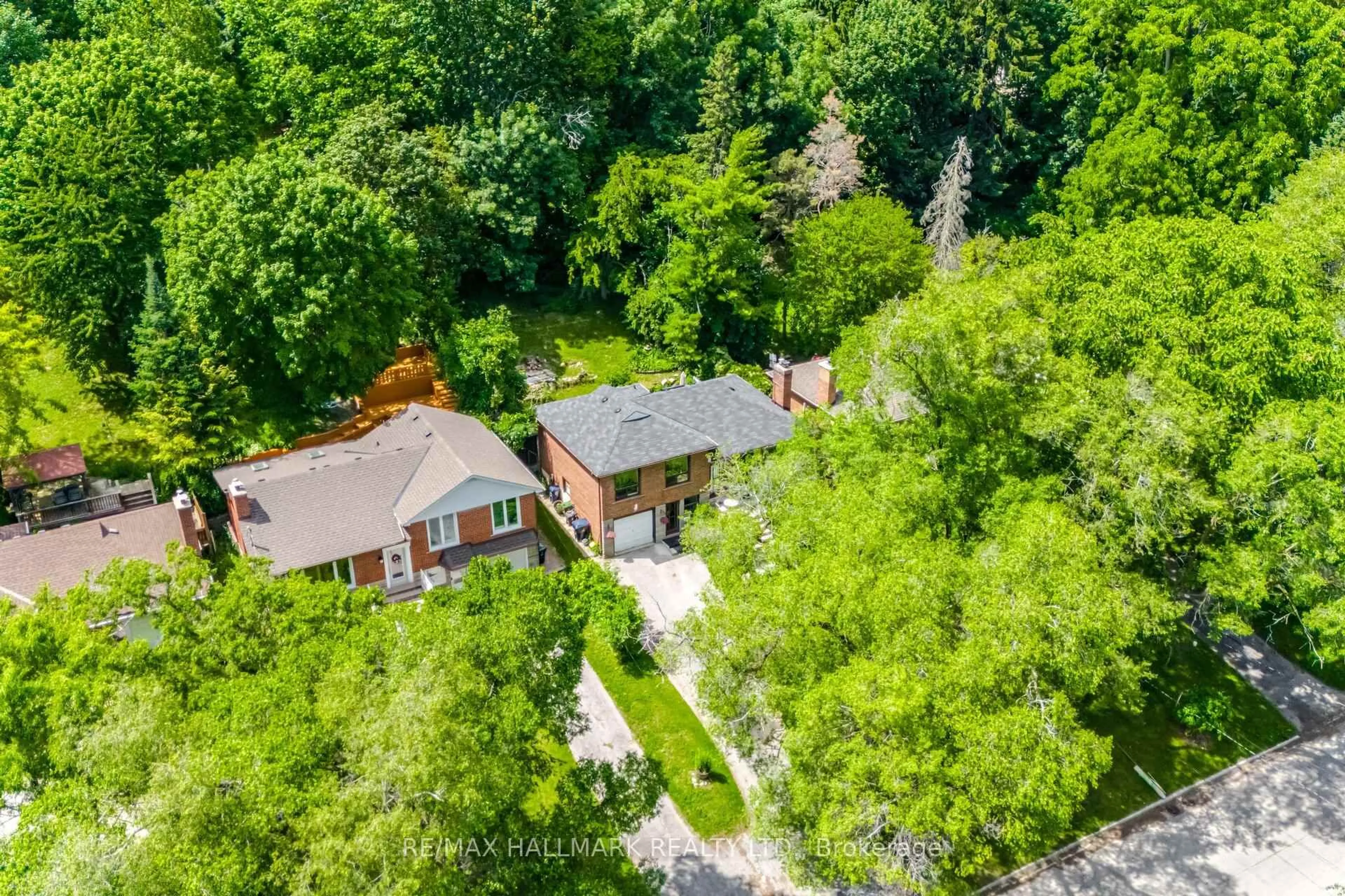 A pic from outside/outdoor area/front of a property/back of a property/a pic from drone, forest/trees view for 42 Catalina Dr, Toronto Ontario M1M 1K6