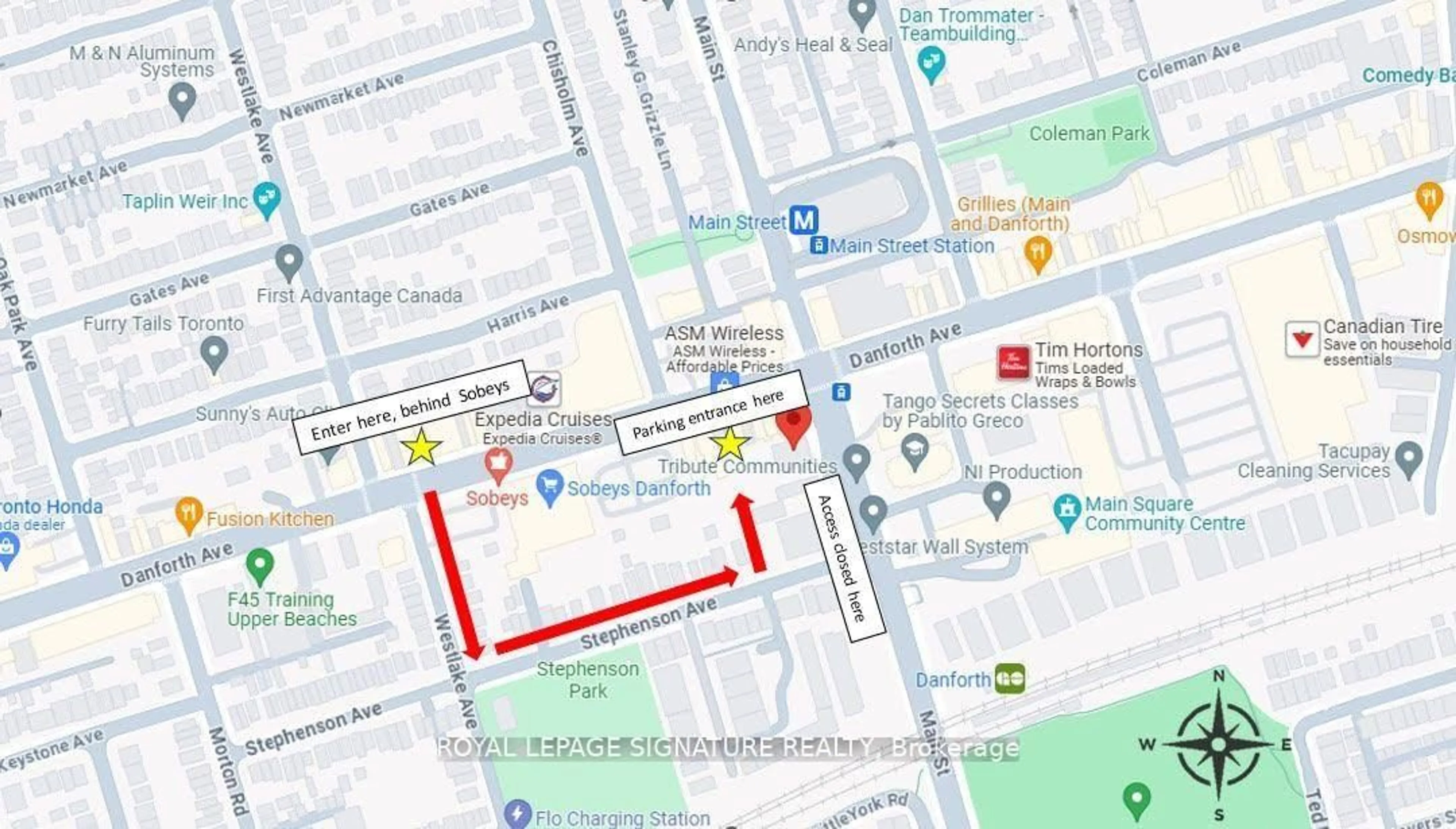 Picture of a map for 286 Main St #1005, Toronto Ontario M4C 4X4