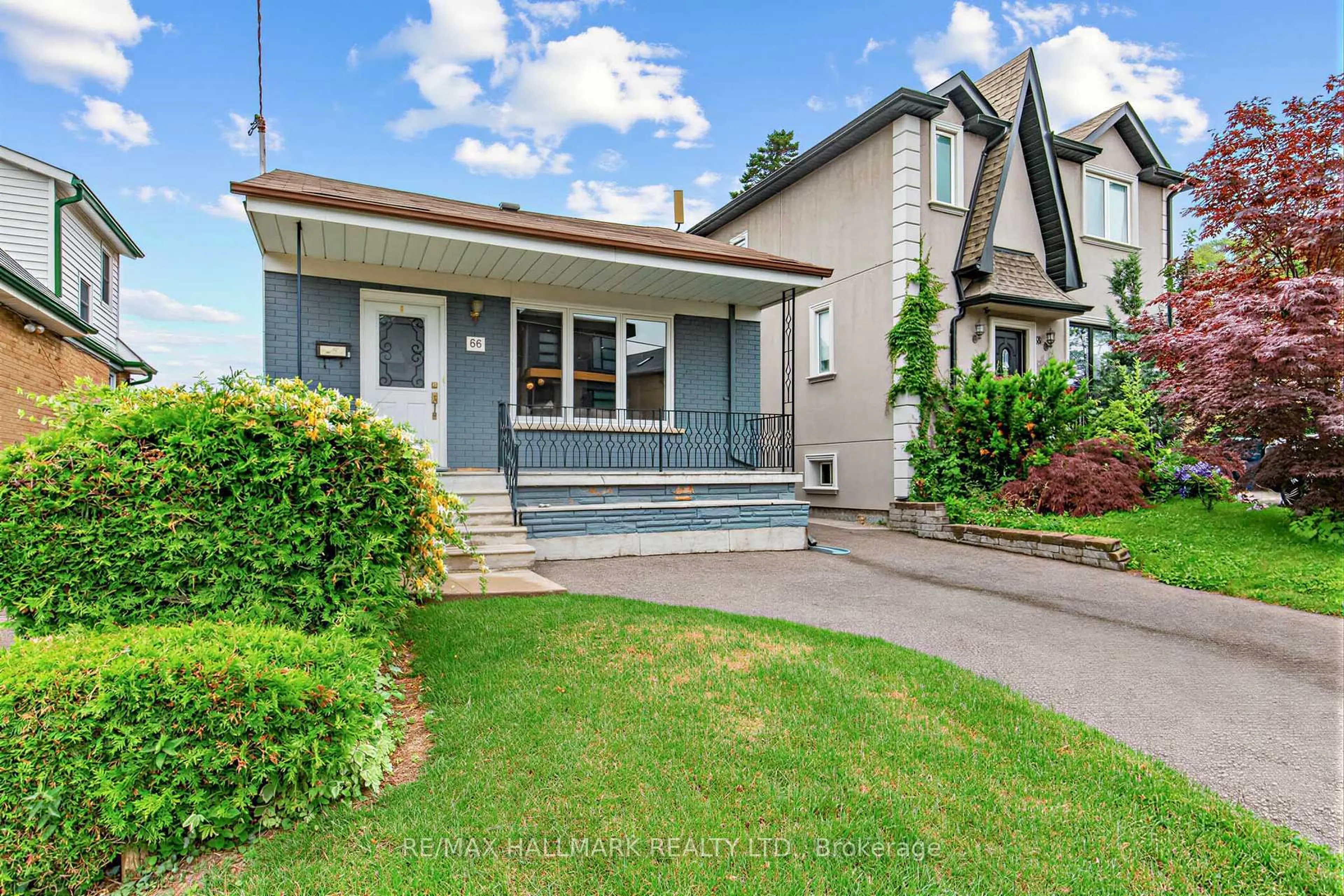 Home with vinyl exterior material, street for 66 Holmstead Ave, Toronto Ontario M4B 1T2