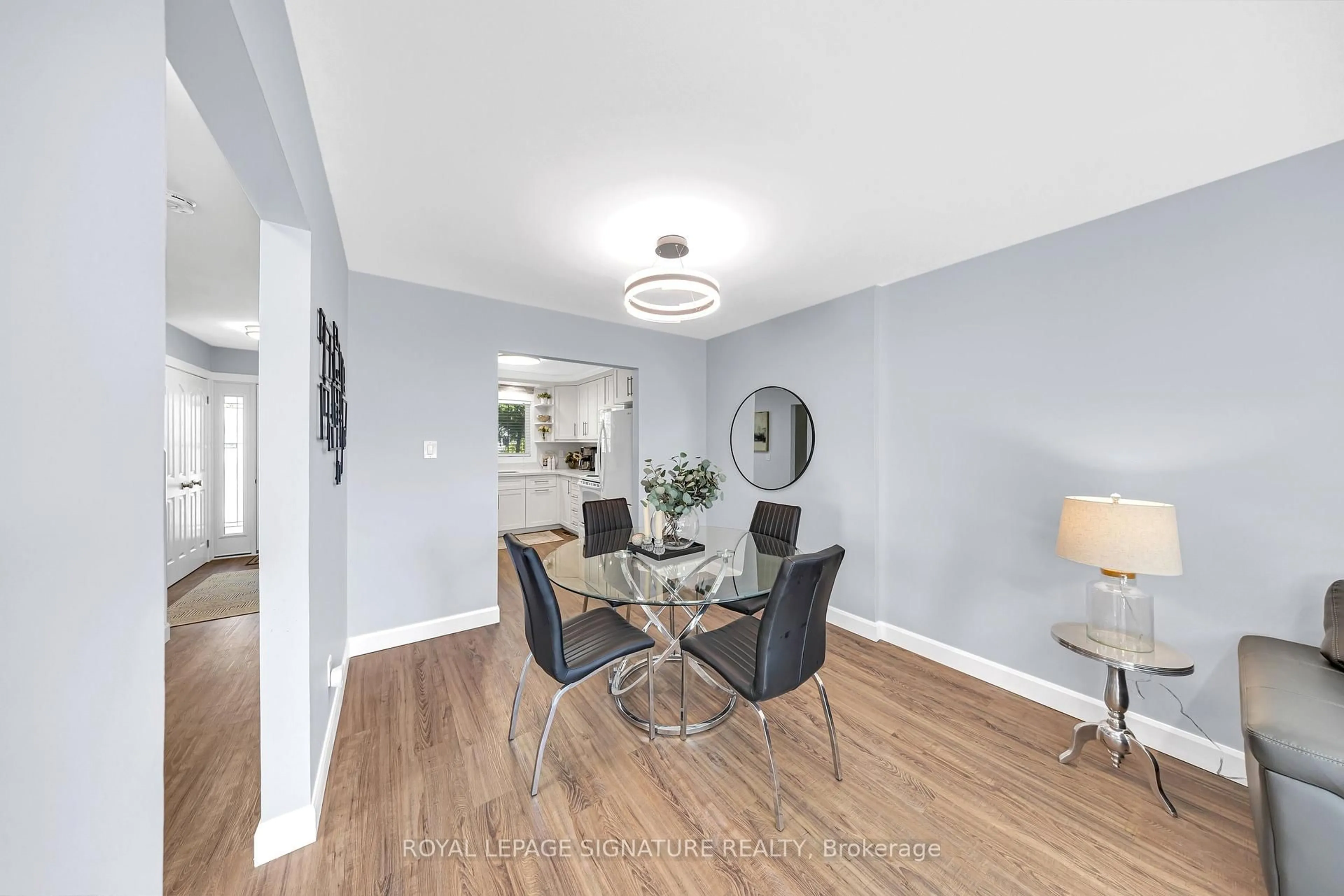 Dining room, wood/laminate floor for 53 Banner Cres, Ajax Ontario L1S 3S8