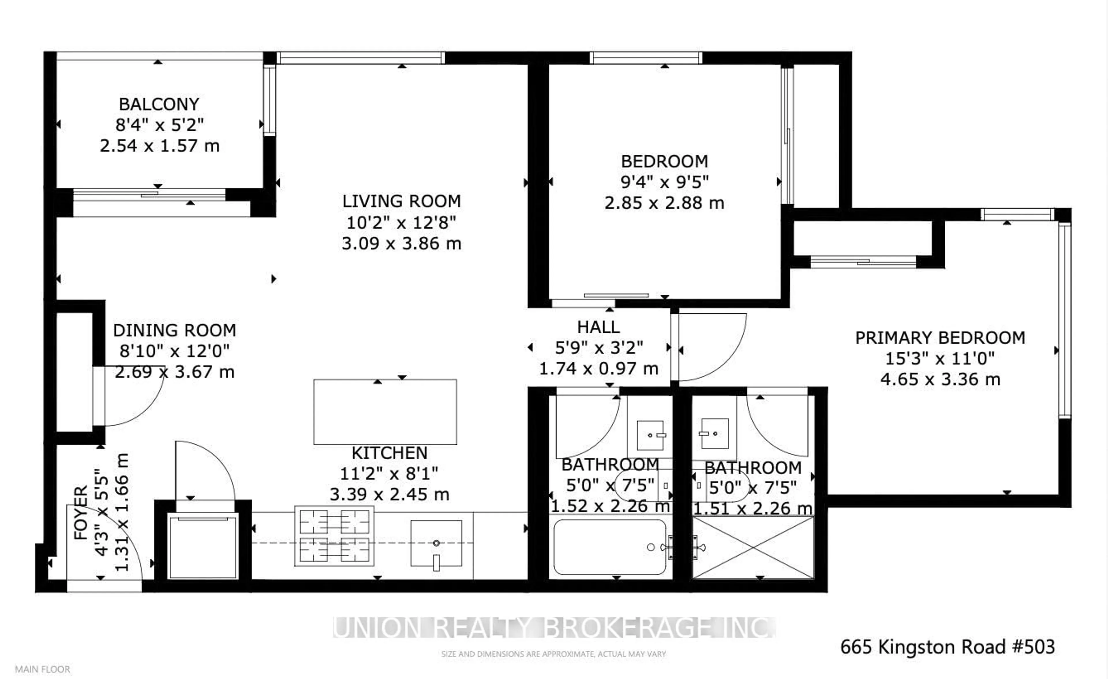 Floor plan for 665 Kingston Rd #503, Toronto Ontario M4E 0B6