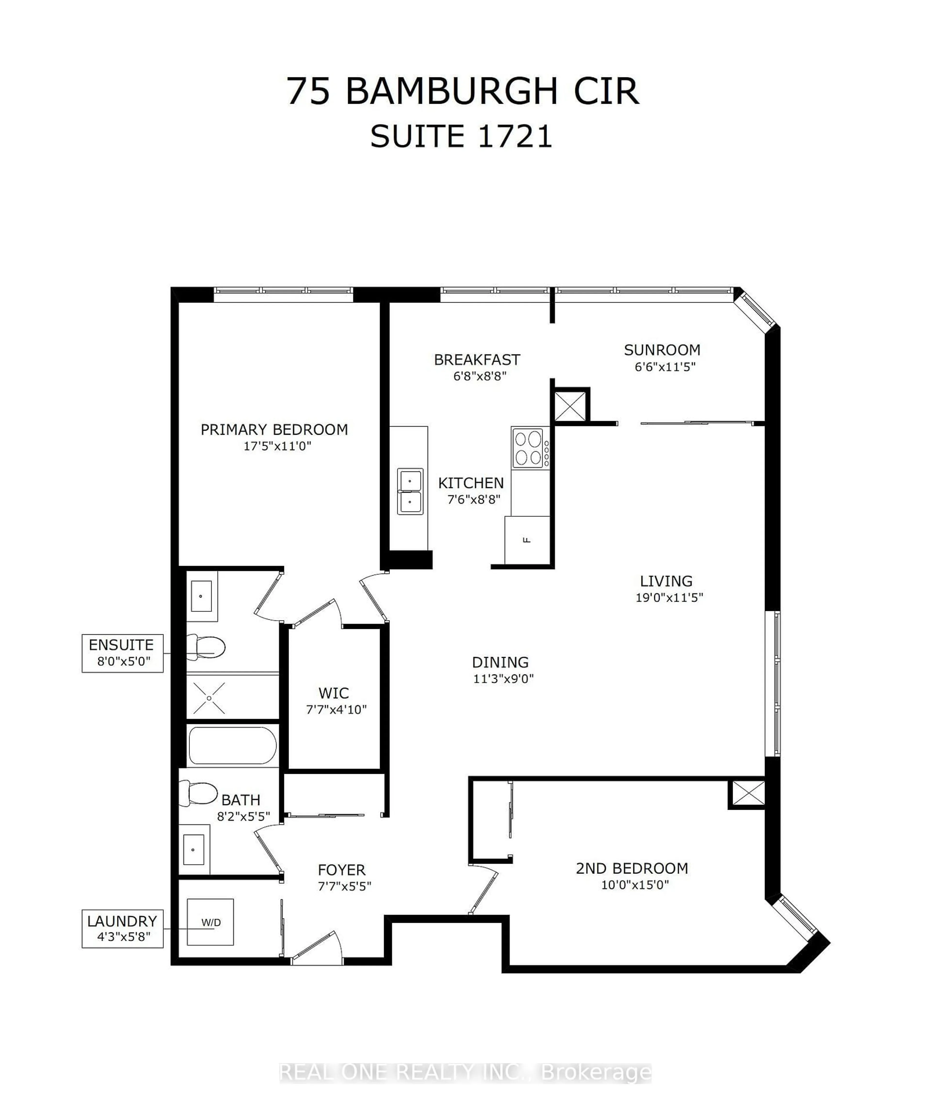 Floor plan for 75 Bamburgh Circ #1721, Toronto Ontario M1W 3W1
