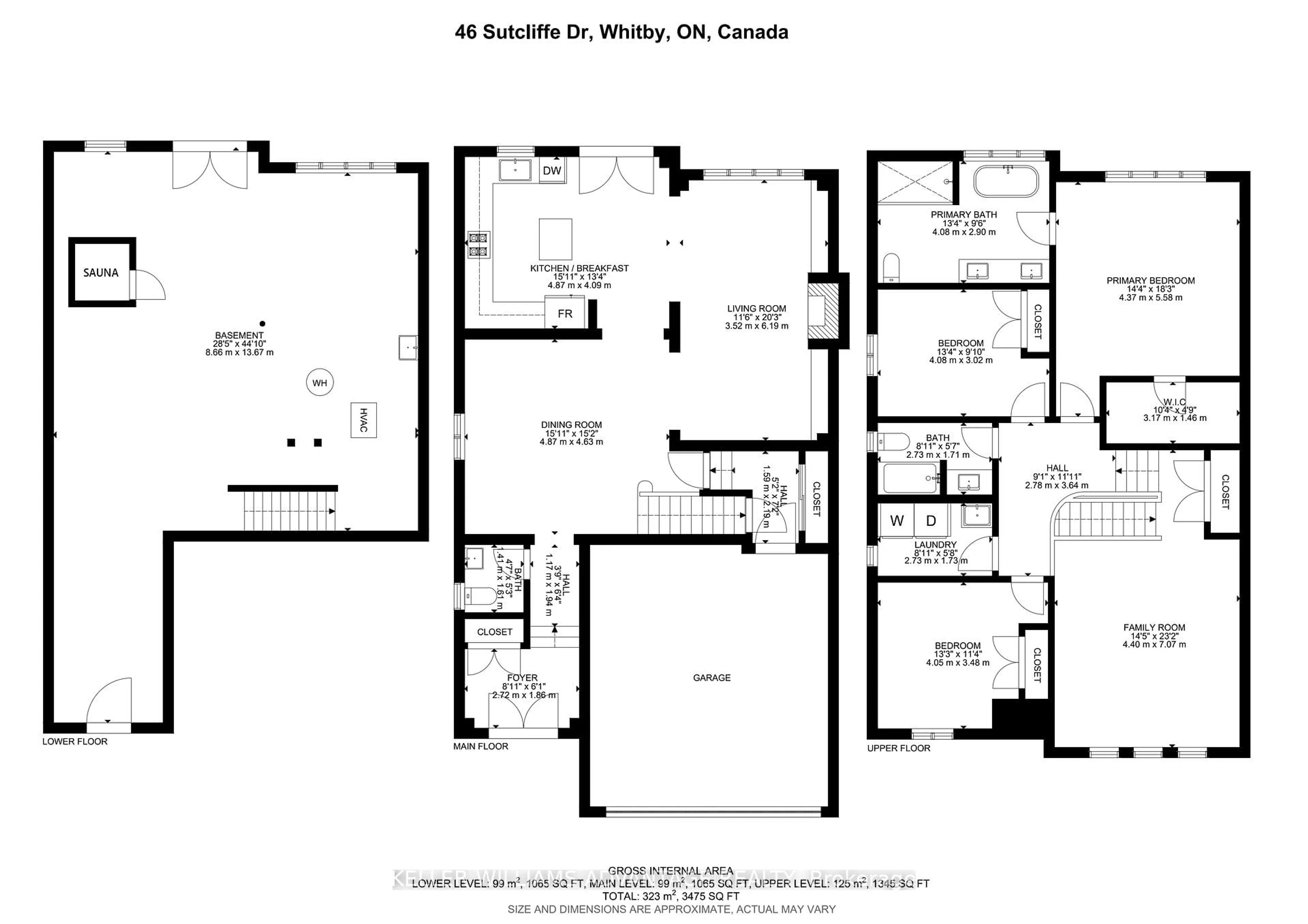 Floor plan for 46 Sutcliffe Dr, Whitby Ontario L1R 0R1