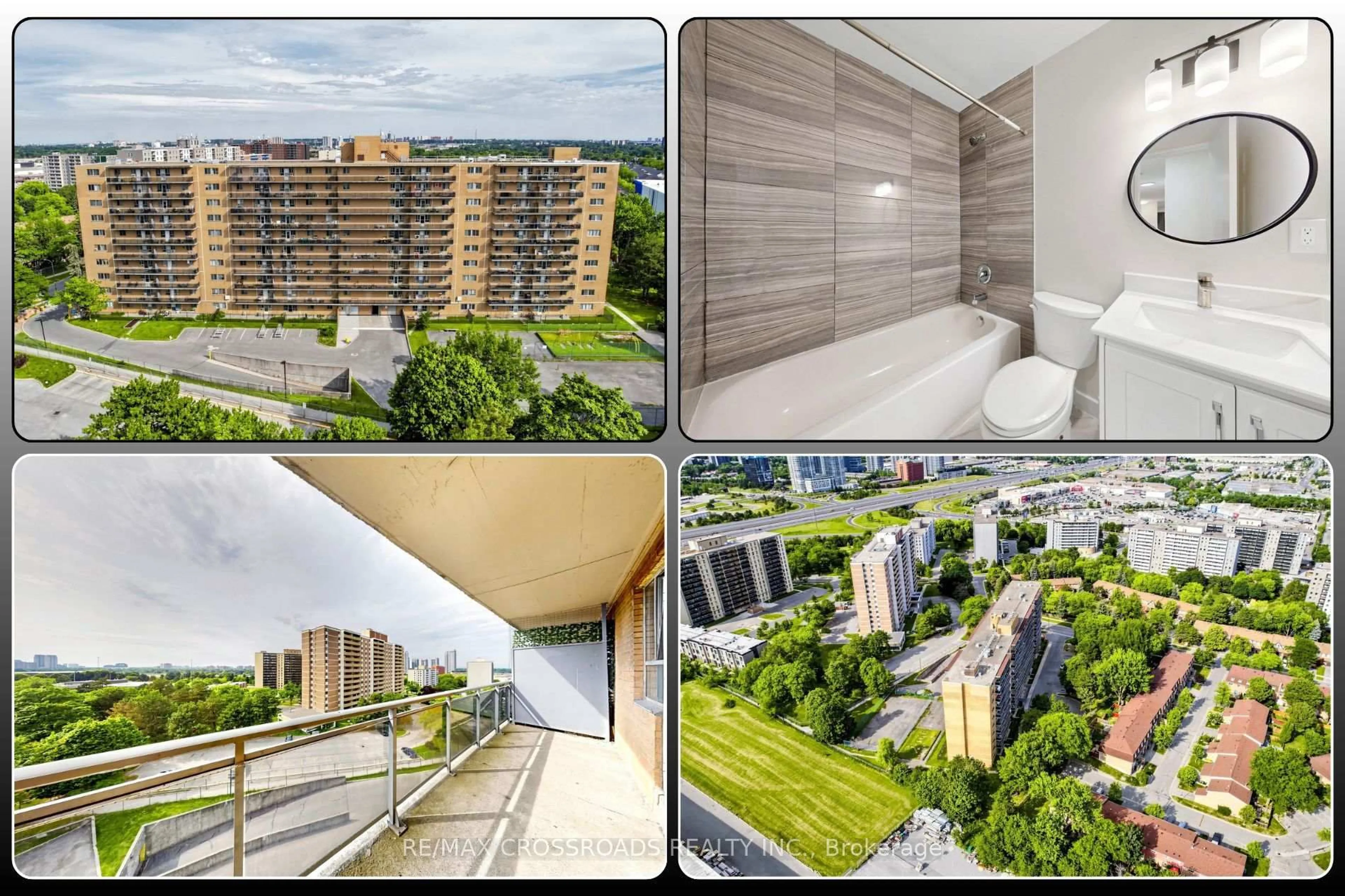 A pic from outside/outdoor area/front of a property/back of a property/a pic from drone, city buildings view from balcony for 100 Dundalk Dr #817, Toronto Ontario M1P 4V2