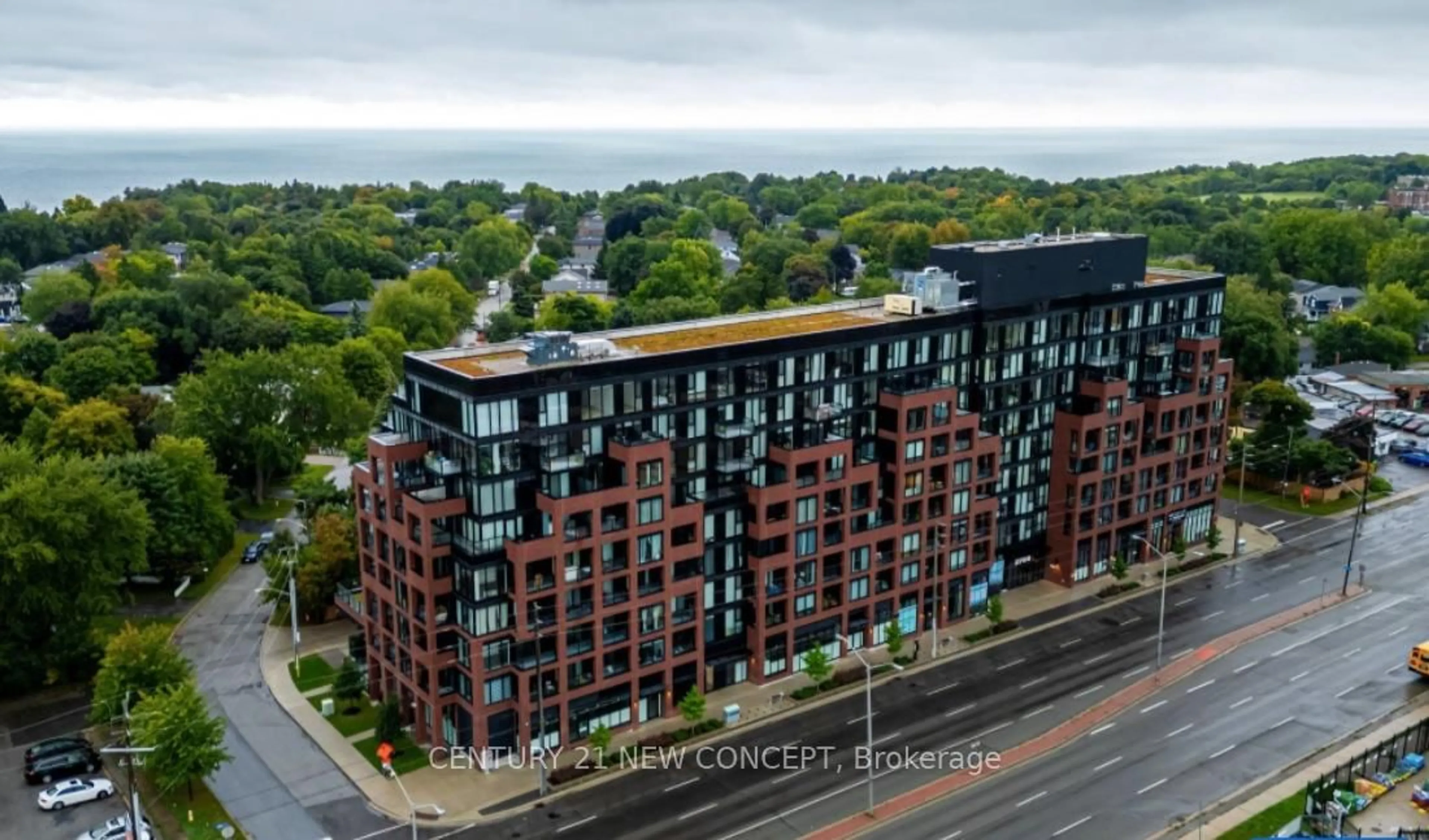 A pic from outside/outdoor area/front of a property/back of a property/a pic from drone, city buildings view from balcony for 2799 Kingston Rd #301, Toronto Ontario M1M 0E3