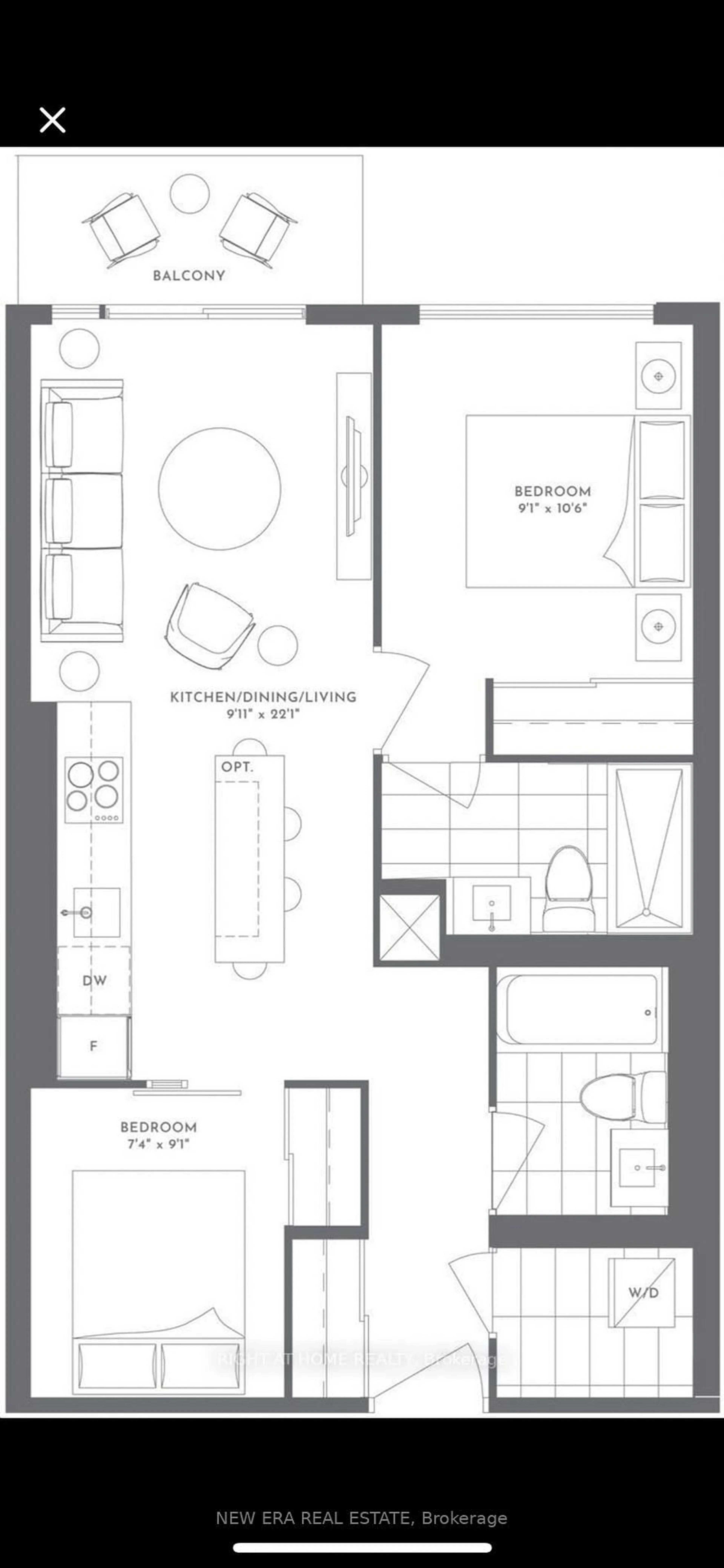 Floor plan for 150 Logan Ave #301, Toronto Ontario M4M 0E4