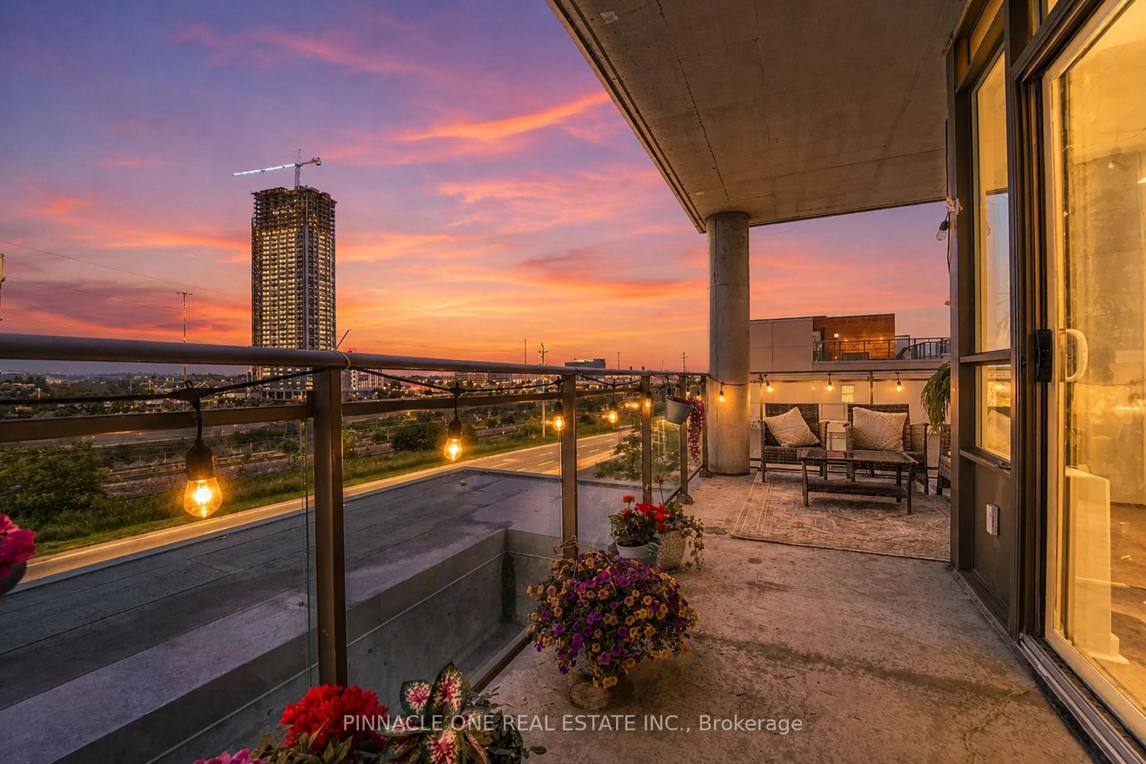 Patio, city buildings view from balcony for 1235 Bayly St #310, Pickering Ontario L1W 1L7