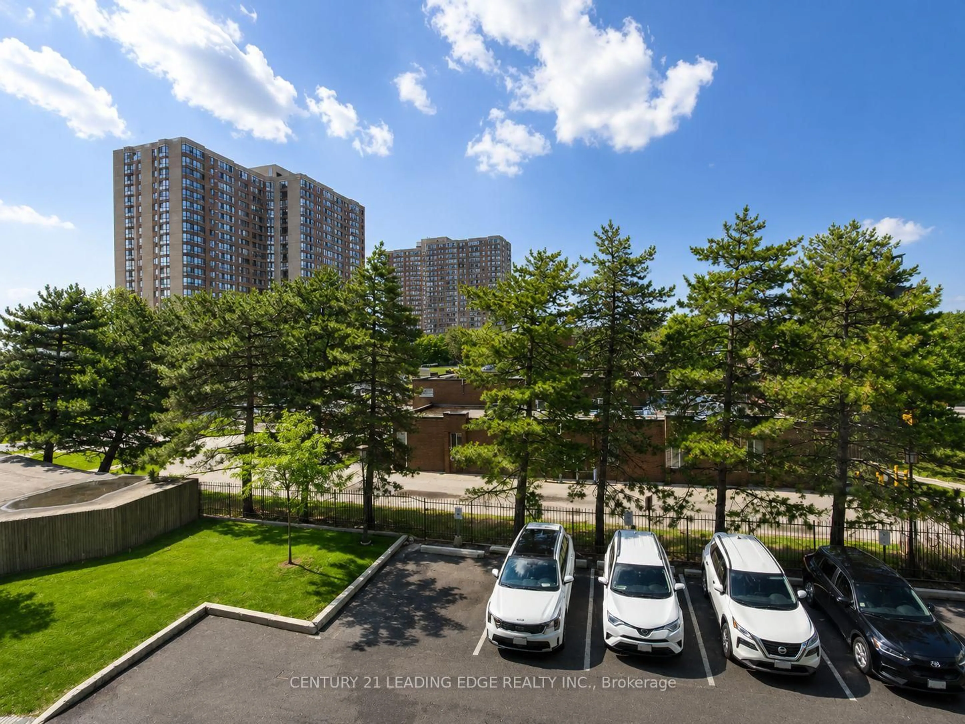 A pic from outside/outdoor area/front of a property/back of a property/a pic from drone, city buildings view from balcony for 275 Bamburgh Circ #310, Toronto Ontario M1W 3X4