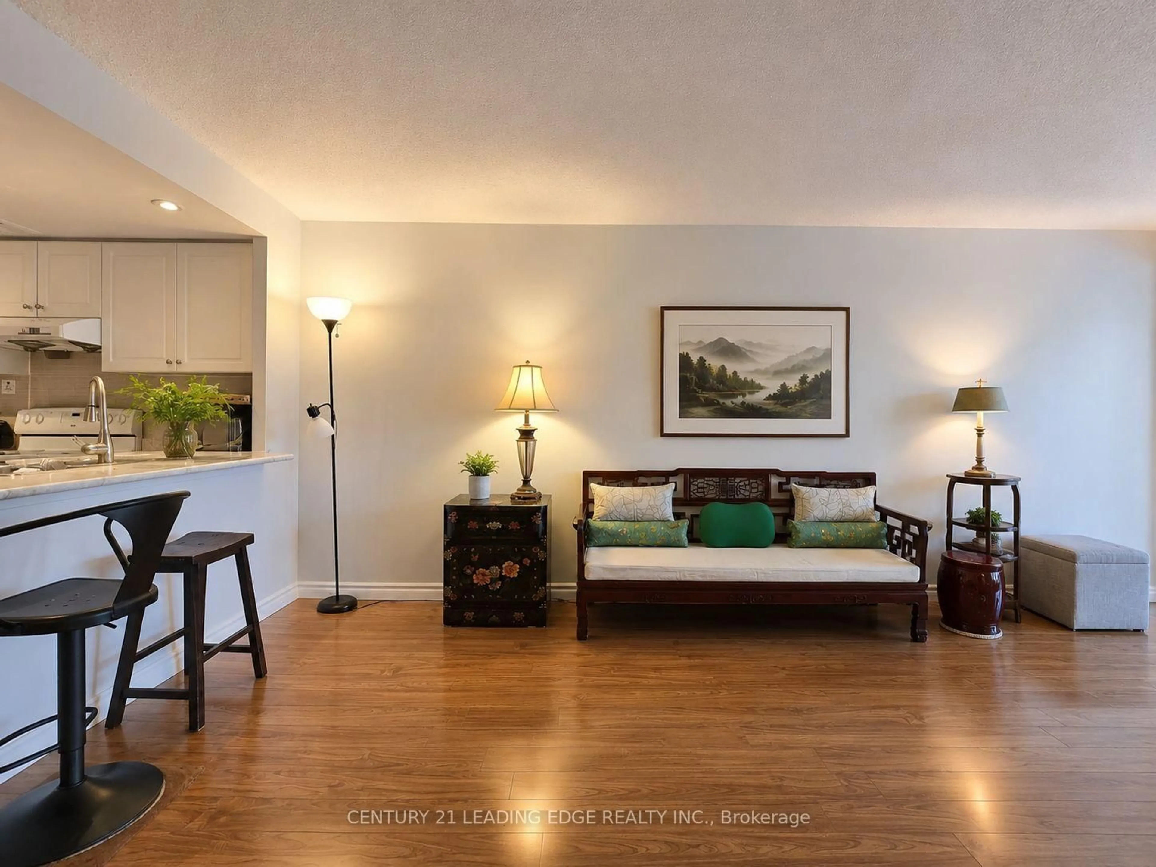 Living room with furniture, wood/laminate floor for 275 Bamburgh Circ #310, Toronto Ontario M1W 3X4