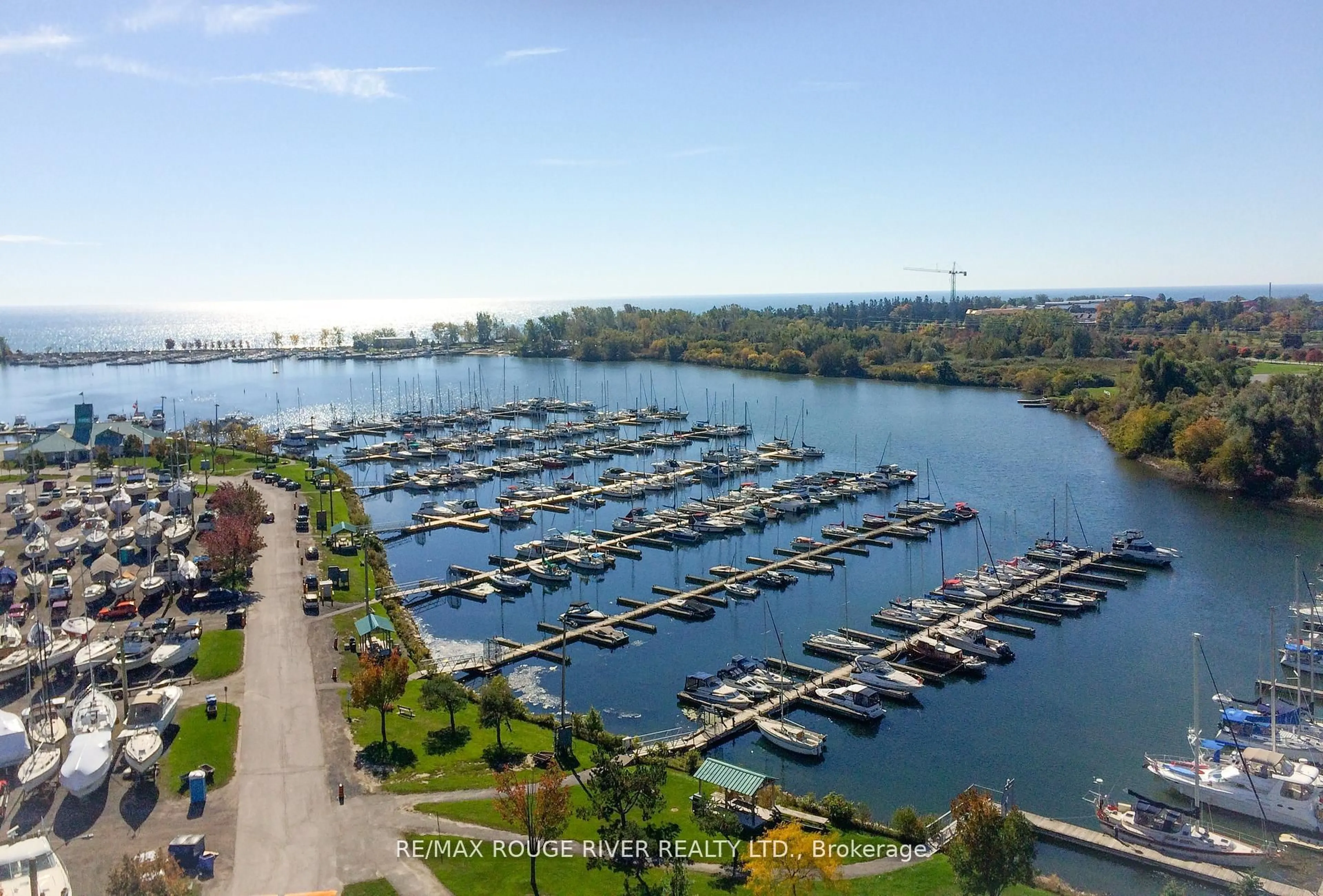 A pic from outside/outdoor area/front of a property/back of a property/a pic from drone, water/lake/river/ocean view for 340 Watson St #305, Whitby Ontario L1N 9G1