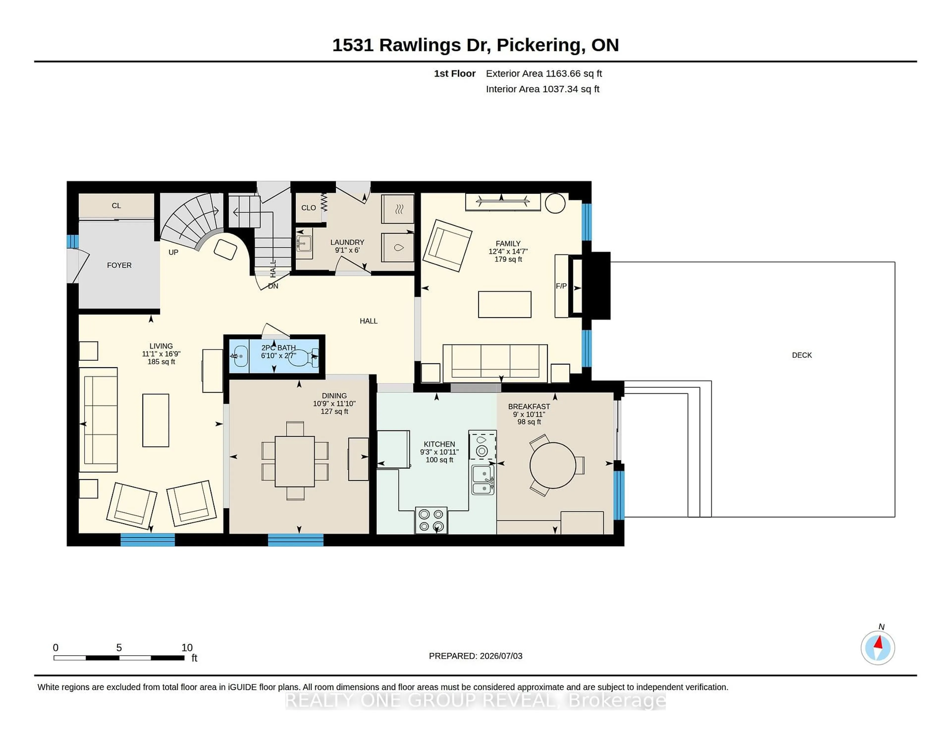 Floor plan for 1531 Rawlings Dr, Pickering Ontario L1V 5A6