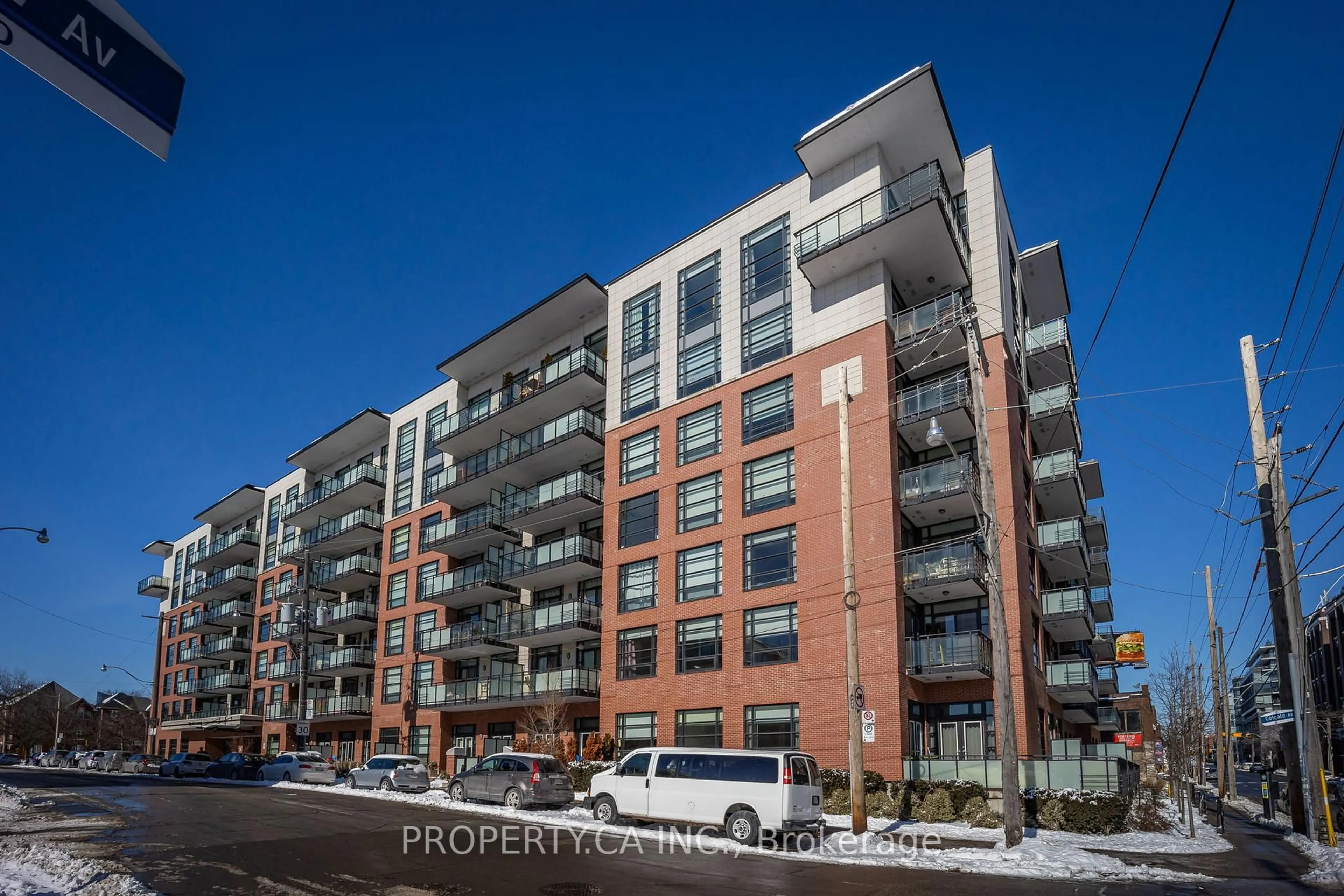 A pic from outside/outdoor area/front of a property/back of a property/a pic from drone, street for 88 Colgate Ave #612, Toronto Ontario M4M 0A6