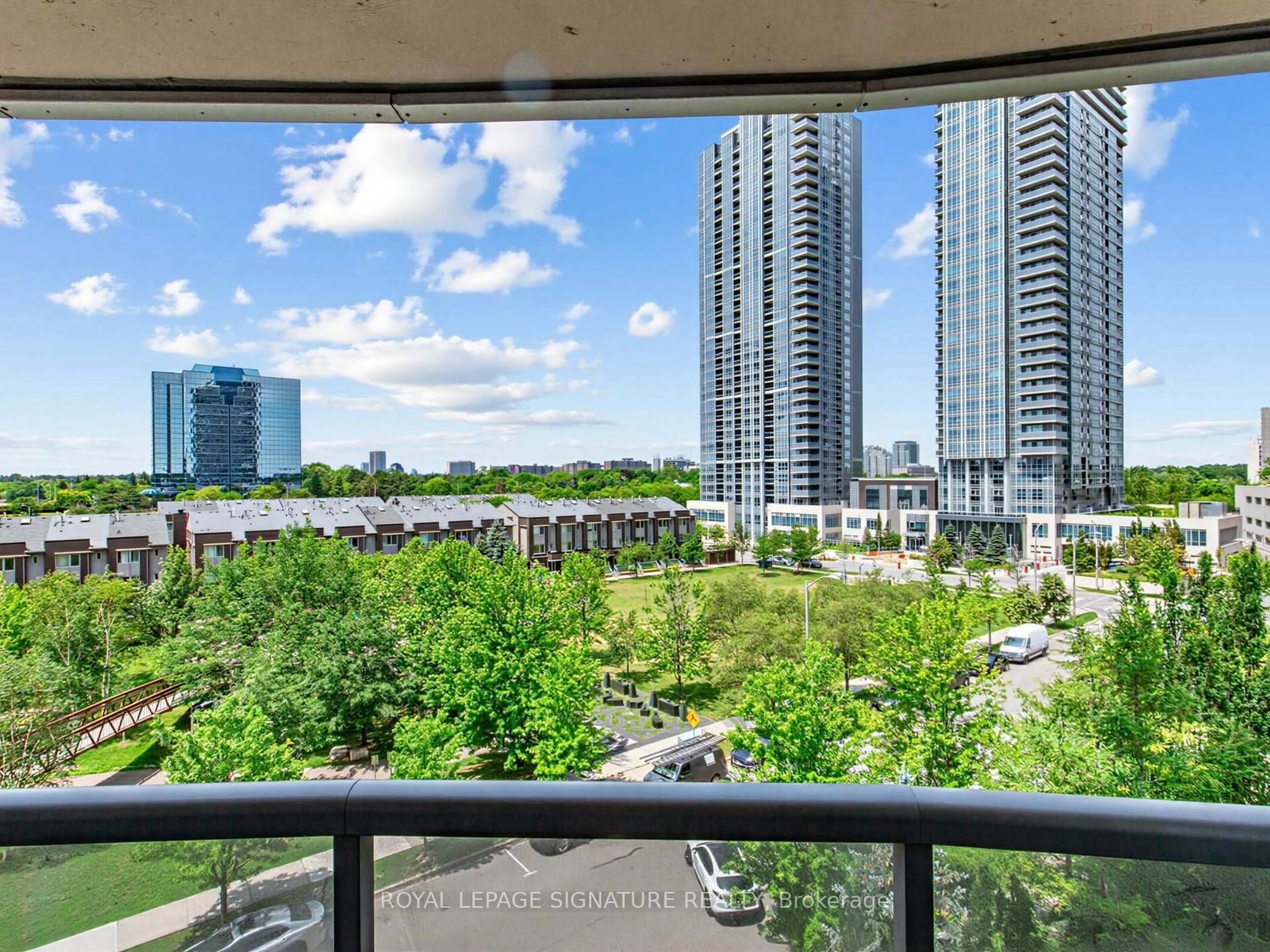 Balcony in the apartment, city buildings view from balcony for 151 Village Green Sq #607, Toronto Ontario M1S 0K5