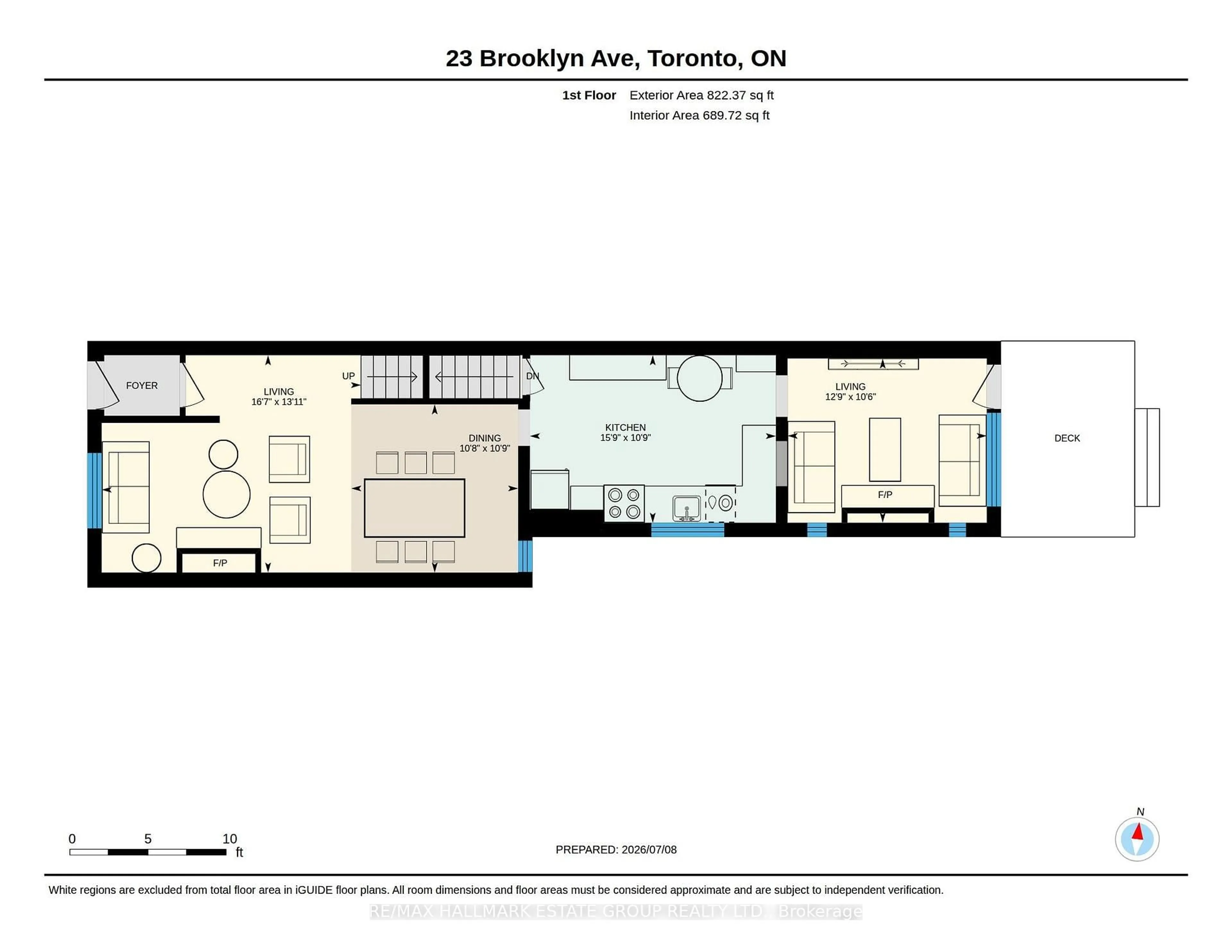 Floor plan for 23 Brooklyn Ave, Toronto Ontario M4M 2X4