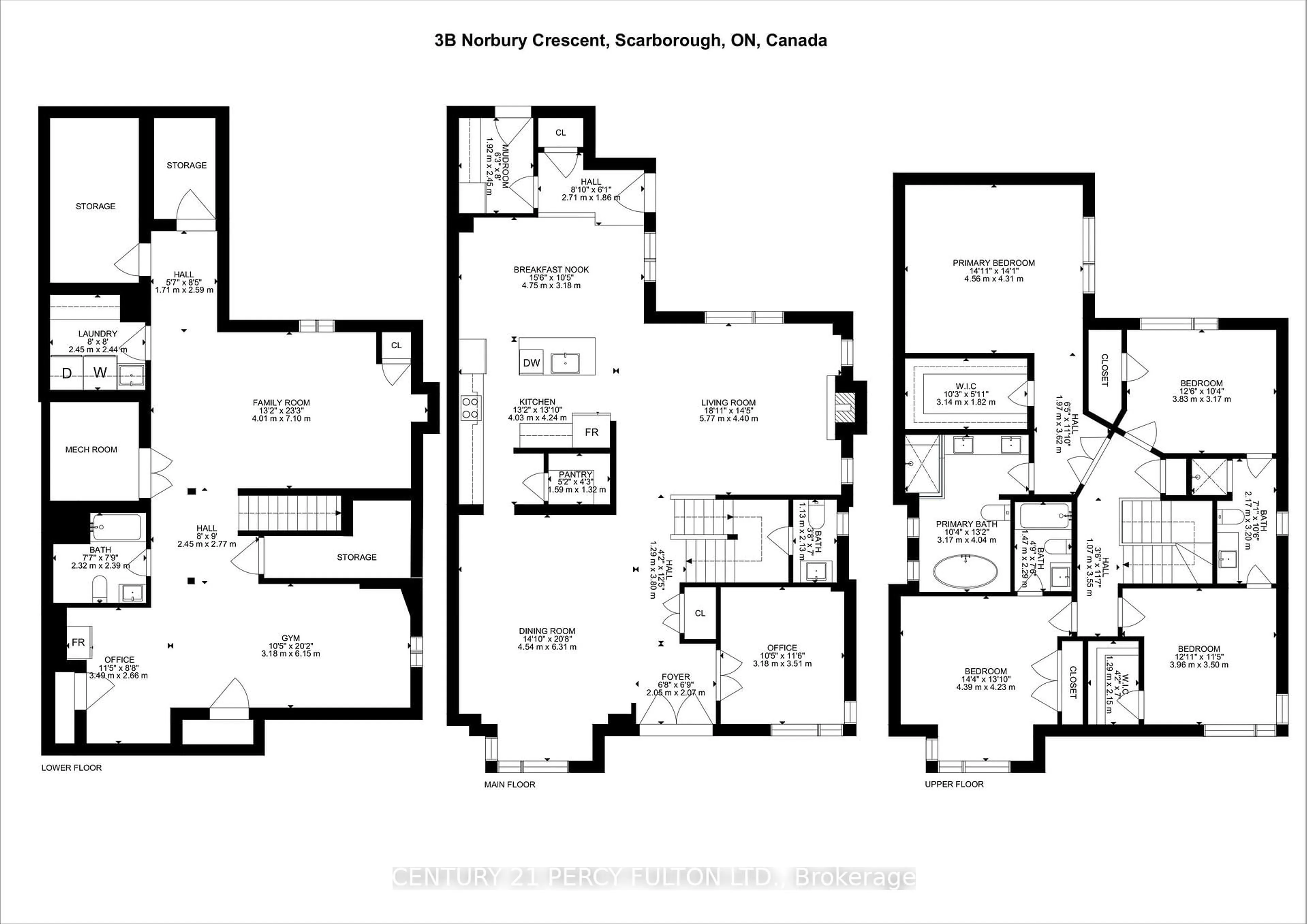 Floor plan for 3B Norbury Cres, Toronto Ontario M1P 3J7