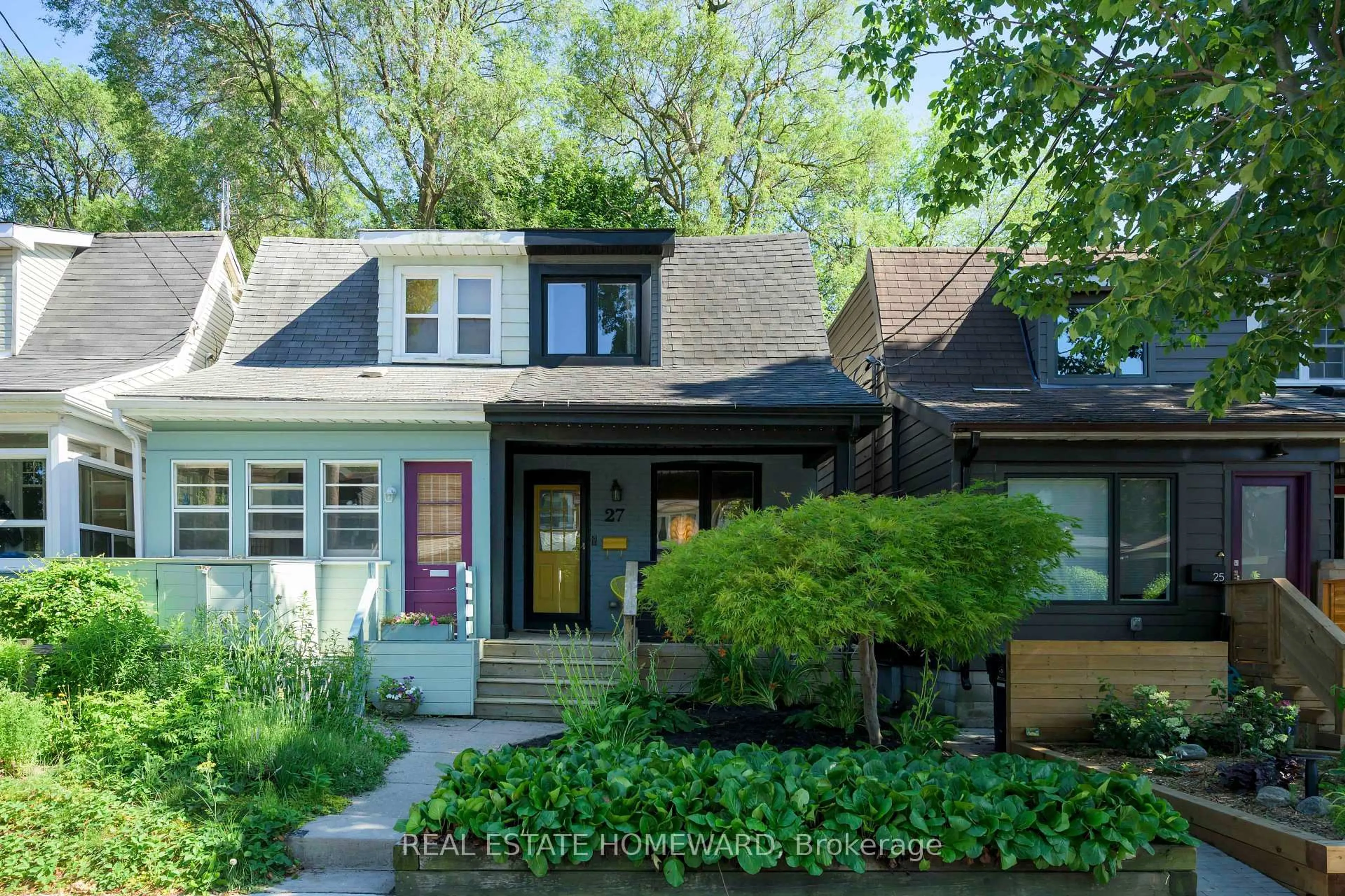 Home with brick exterior material, street for 27 Mountalan Ave, Toronto Ontario M4J 1H3