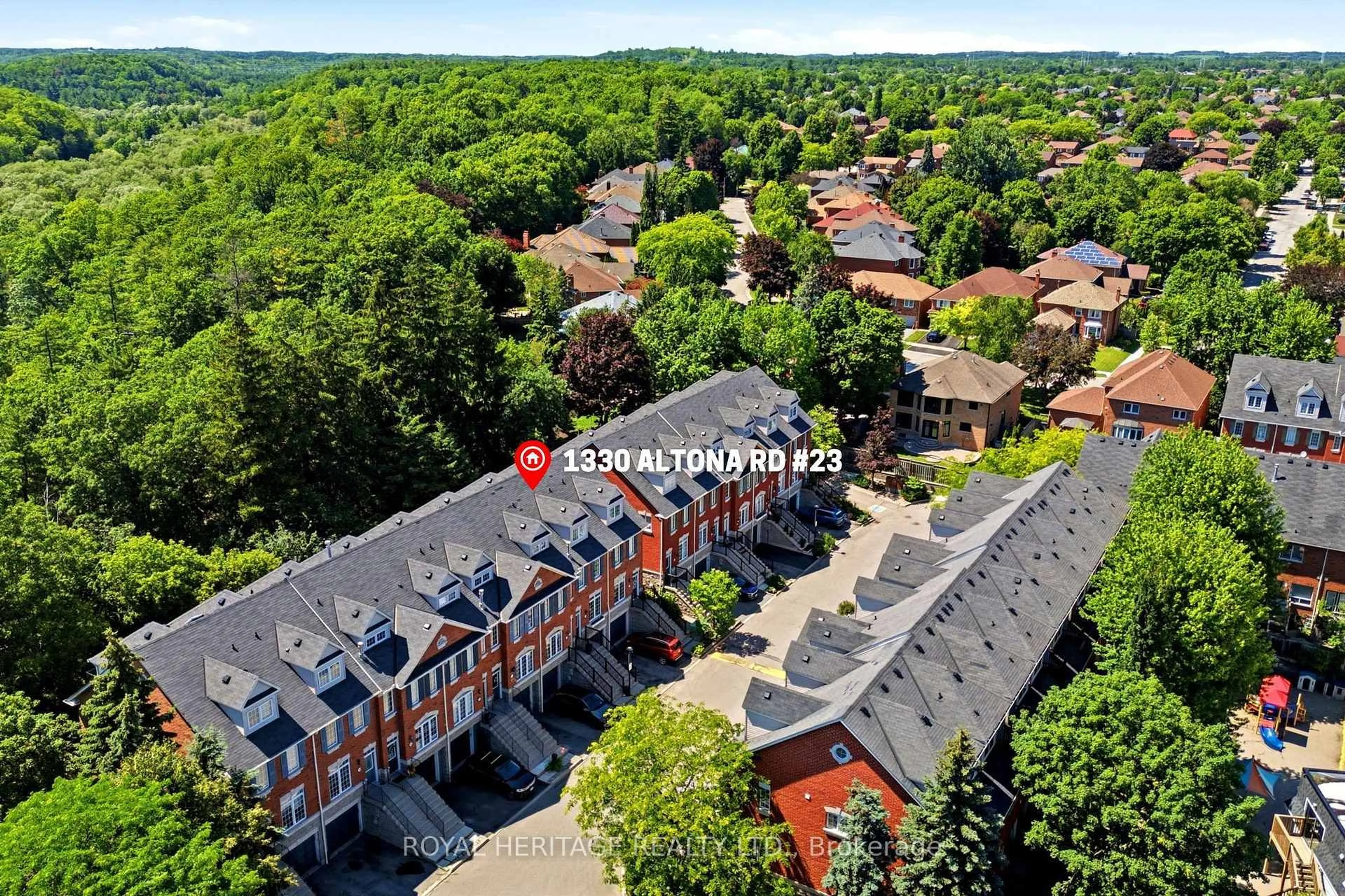A pic from outside/outdoor area/front of a property/back of a property/a pic from drone, unknown for 1330 Altona Rd #23, Pickering Ontario L1V 7E8