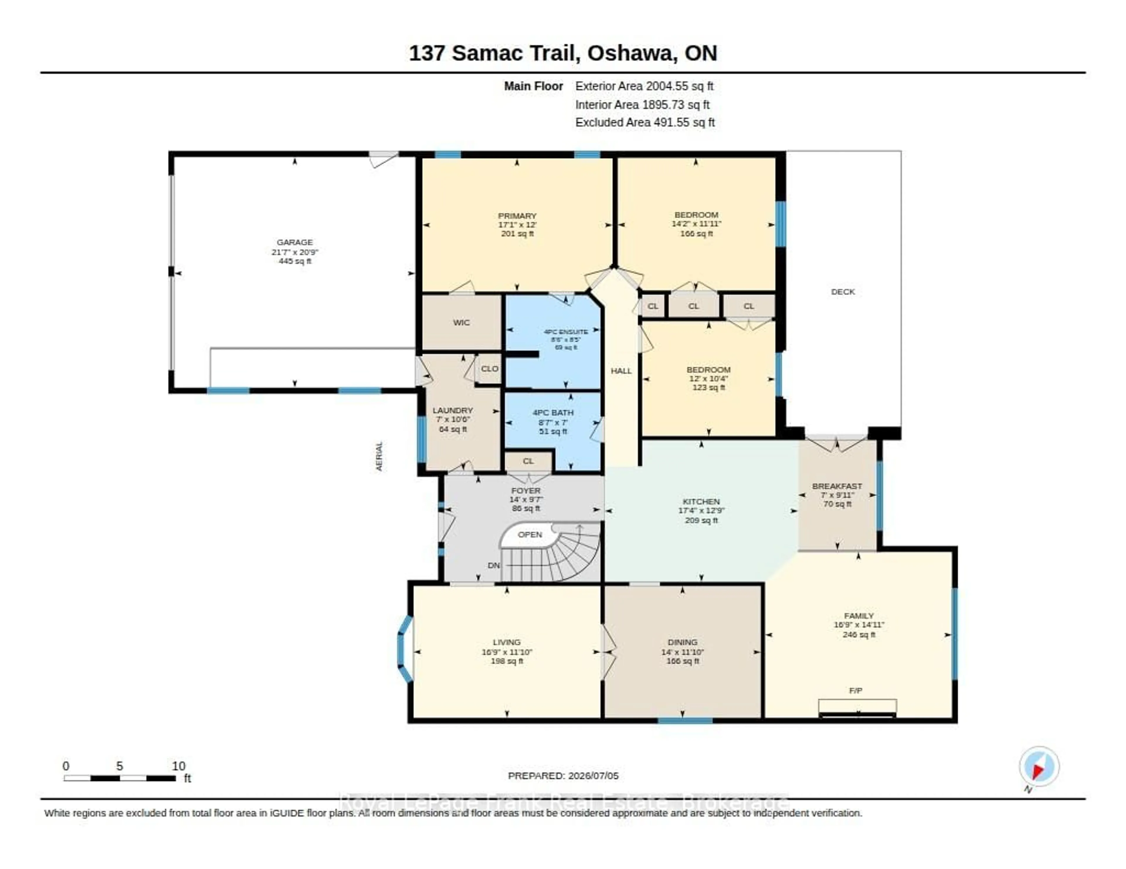 Floor plan for 137 Samac Tr, Oshawa Ontario L1G 7V9