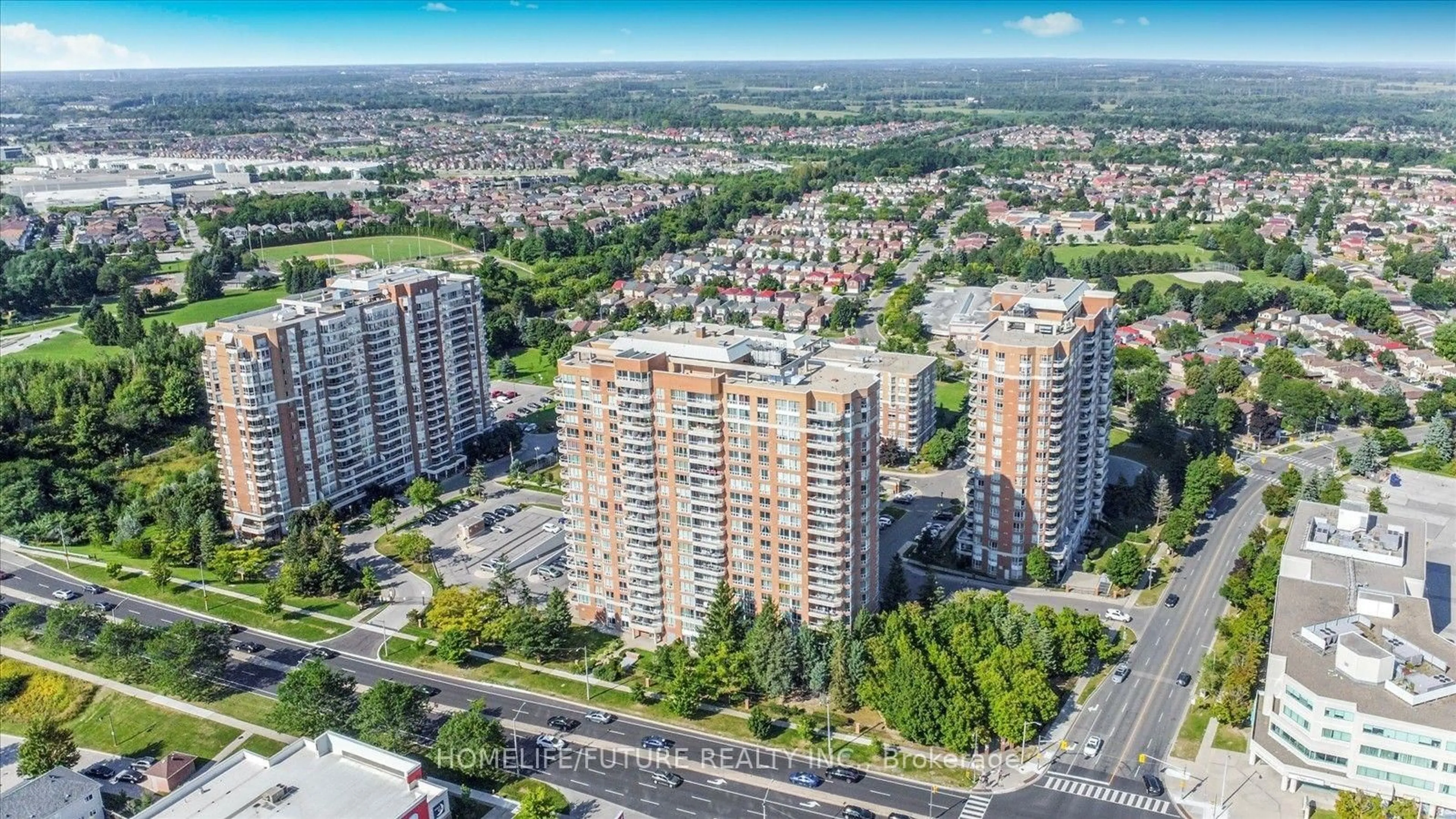 A pic from outside/outdoor area/front of a property/back of a property/a pic from drone, city buildings view from balcony for 400 Mclevin Ave #710, Toronto Ontario M1B 5J4