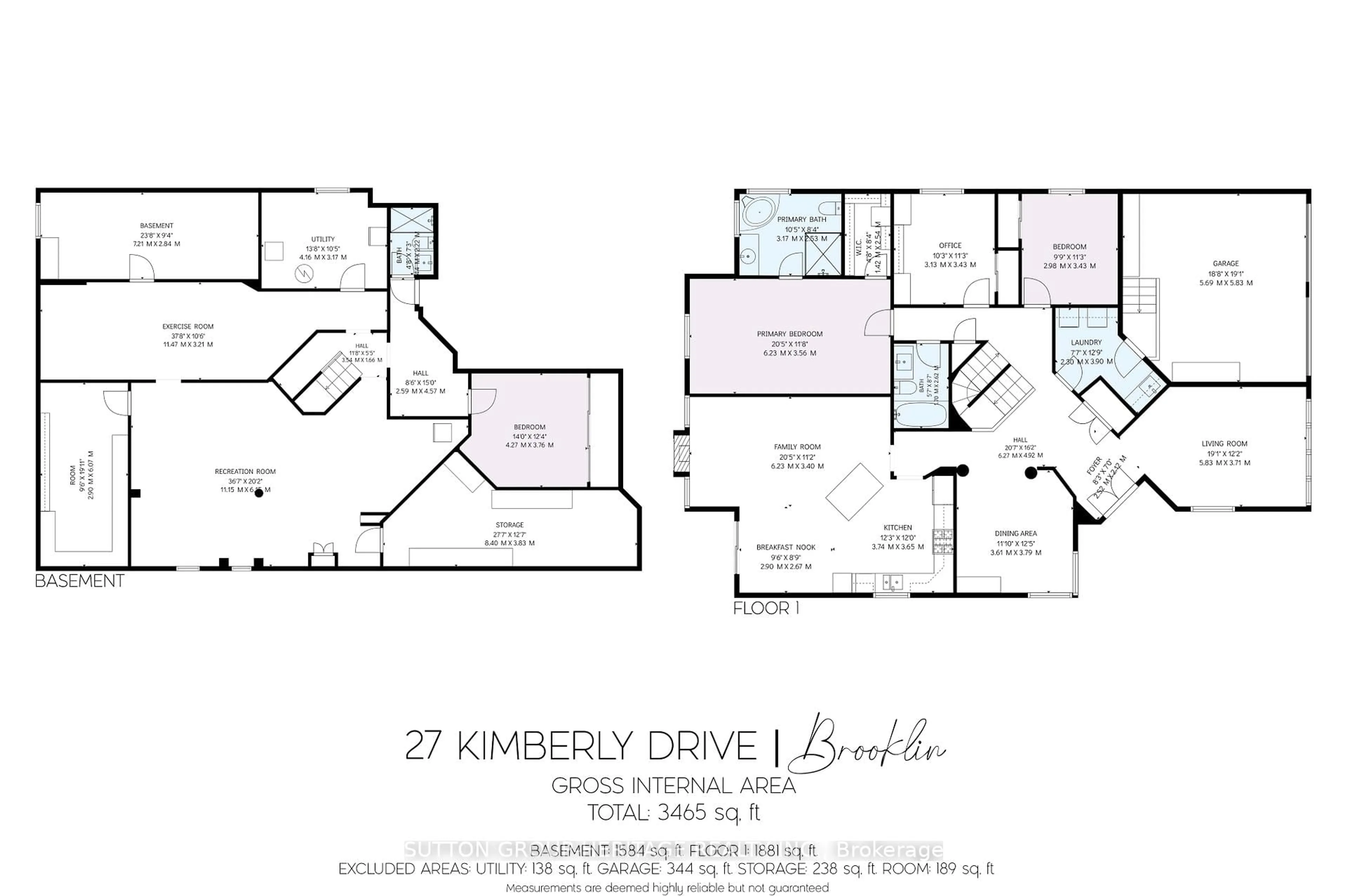 Floor plan for 27 Kimberly Dr, Whitby Ontario L1M 1K5